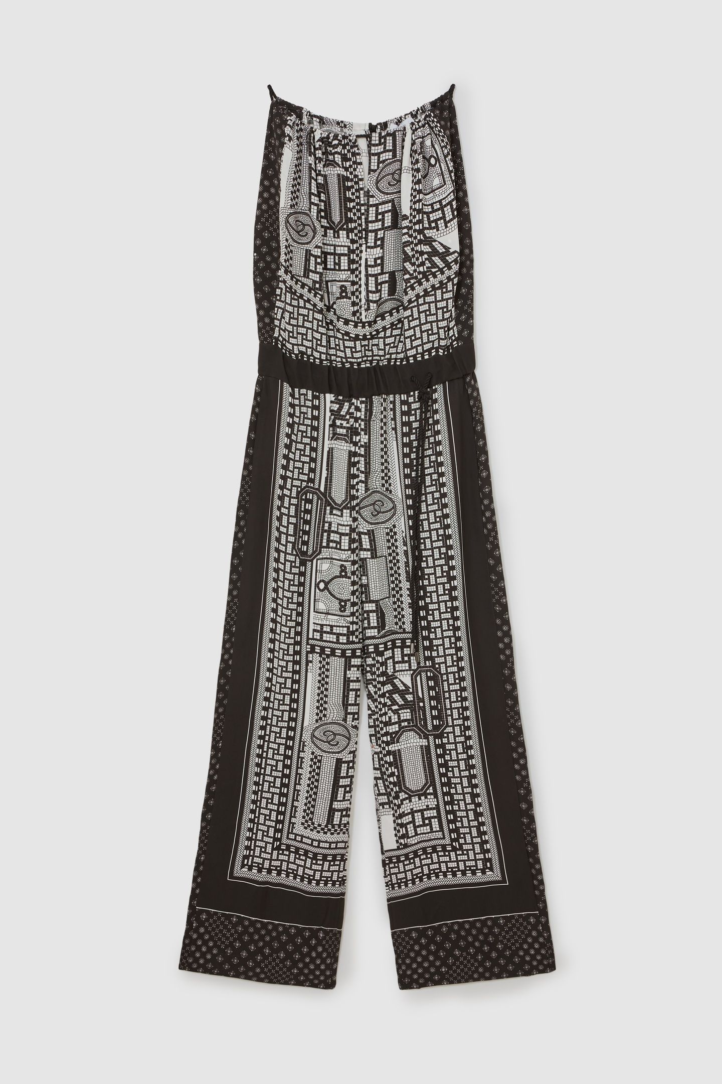 SCARF PRINT JUMPSUIT BLACK/IVORY 4