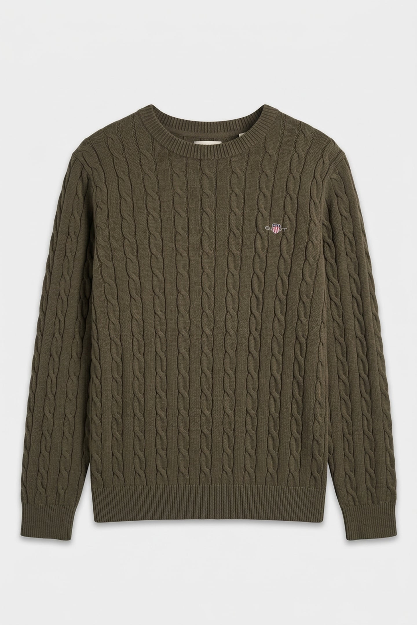 CLASSIC CABLE KNIT SWEATER KHAKI GREEN MEL 4
