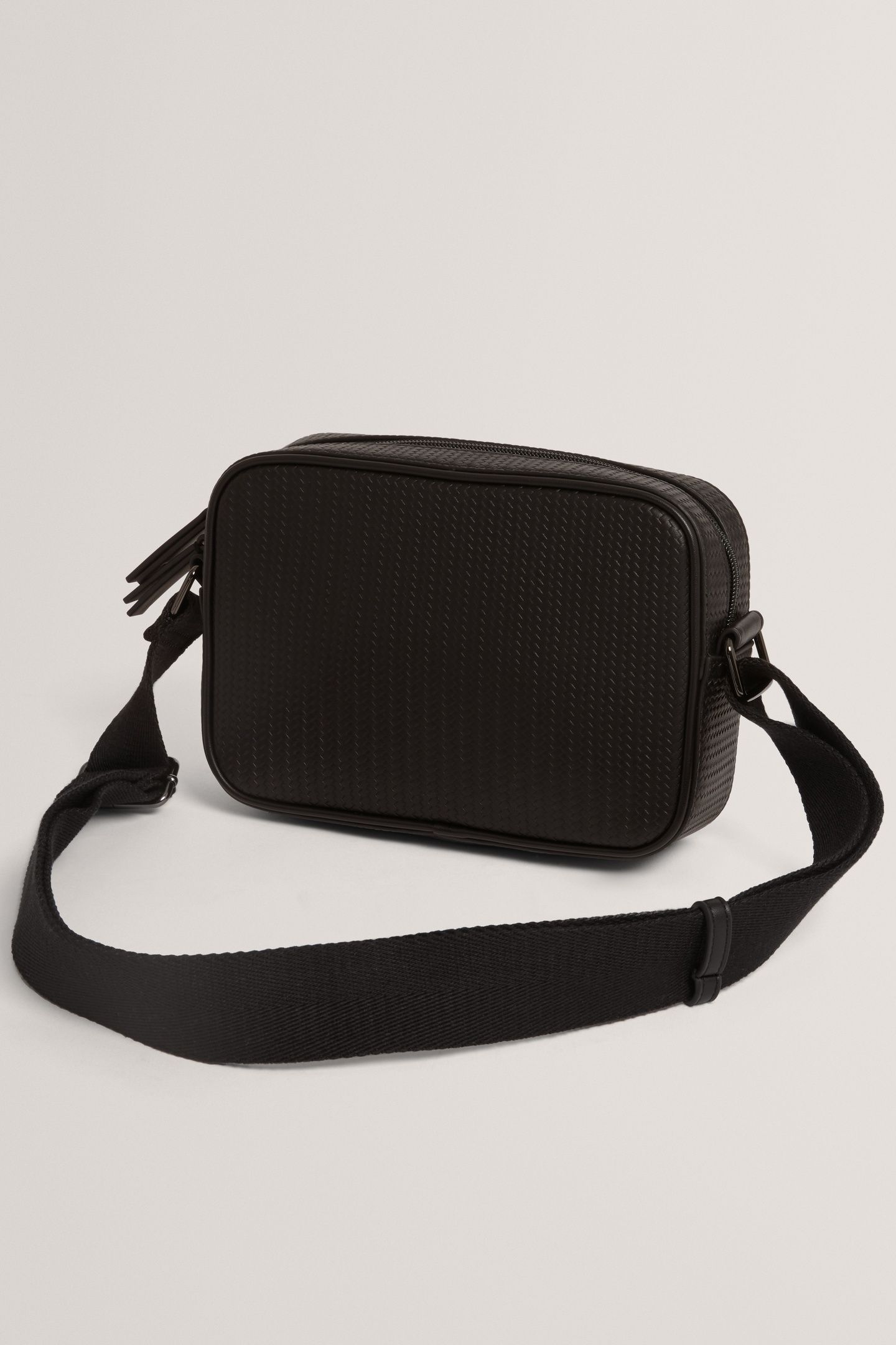 PRINTED WEAVE PU CROSSBODY BAG BLACK 2