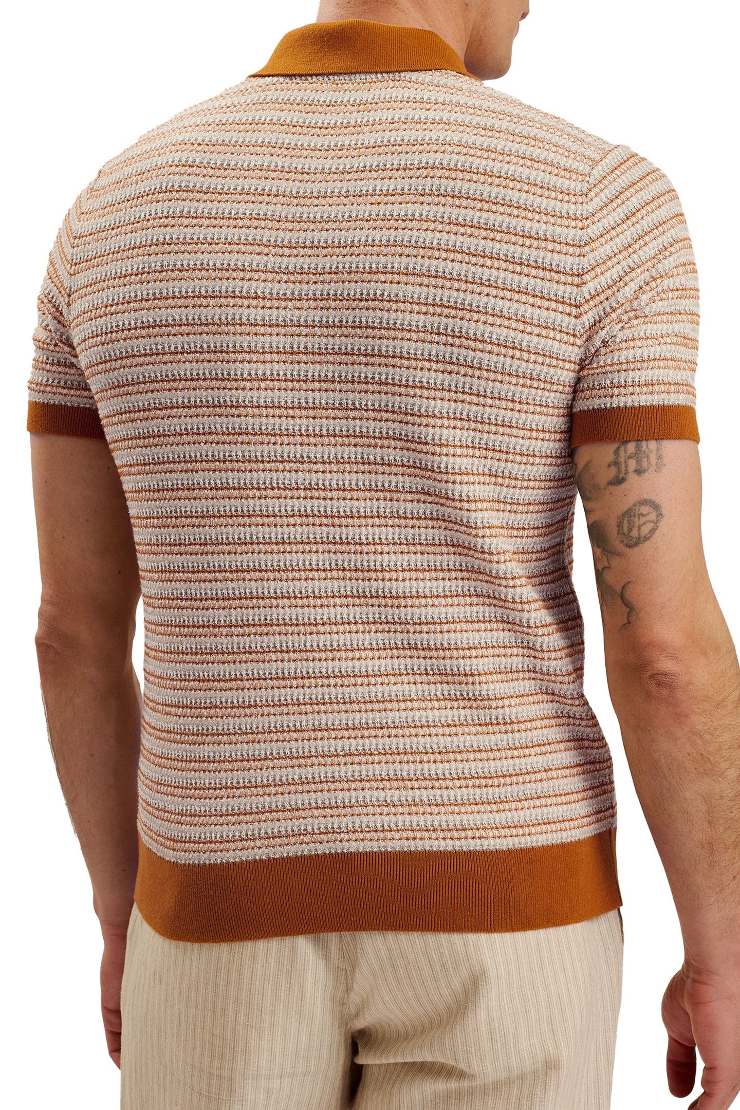ATHER SS REGULAR TEXTURED STRIPE POLO ORANGE 2