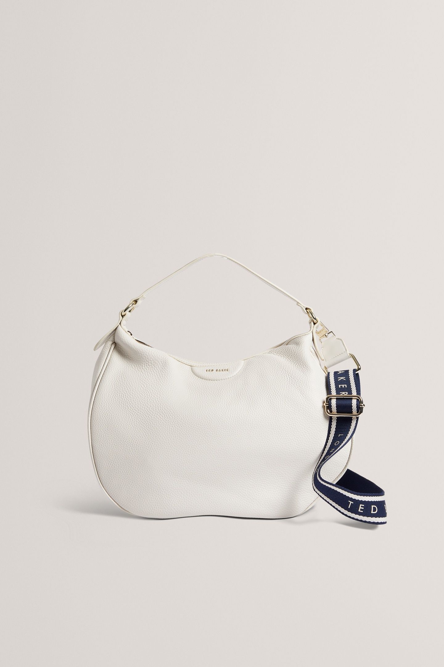 ESIAH WEBBING SLOUCHY LEATHER HOBO ECRU 1