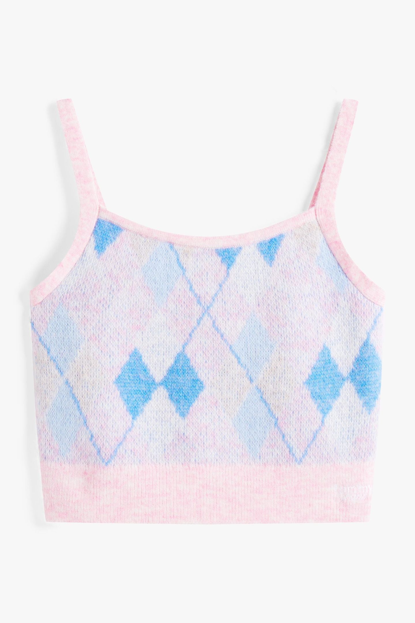 TJW CROP ARGYLE CAMI CARNIVAL PINK/MULTI 4
