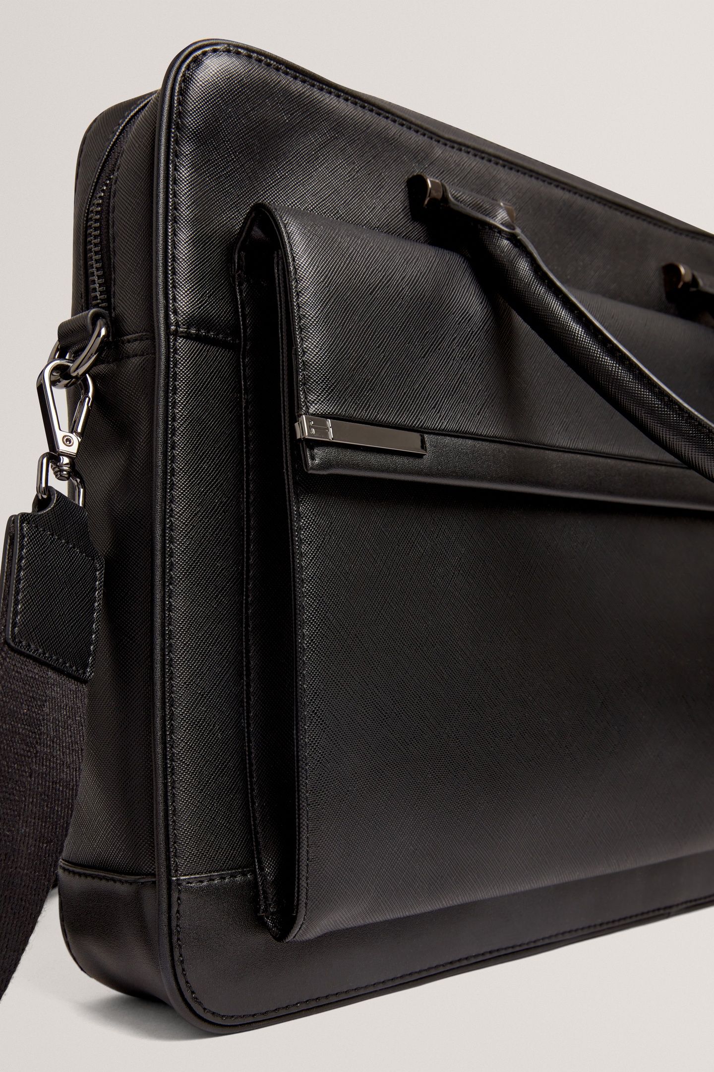 TIE BAR DETAIL PU DOCUMENT BAG BLACK 3