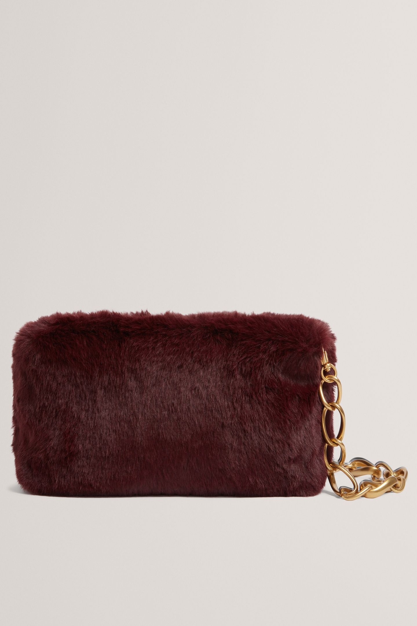 FAUX FUR BAGUETTE CLUTCH BAG WINE 2