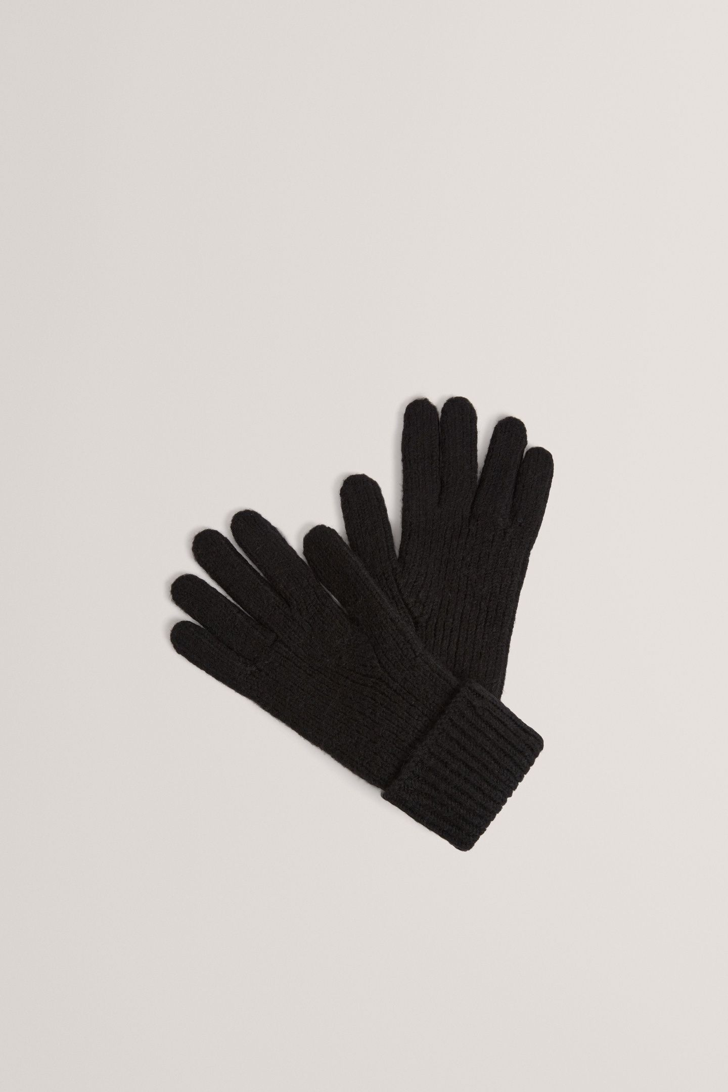 KNITTED RIBBED GLOVES BLACK 2