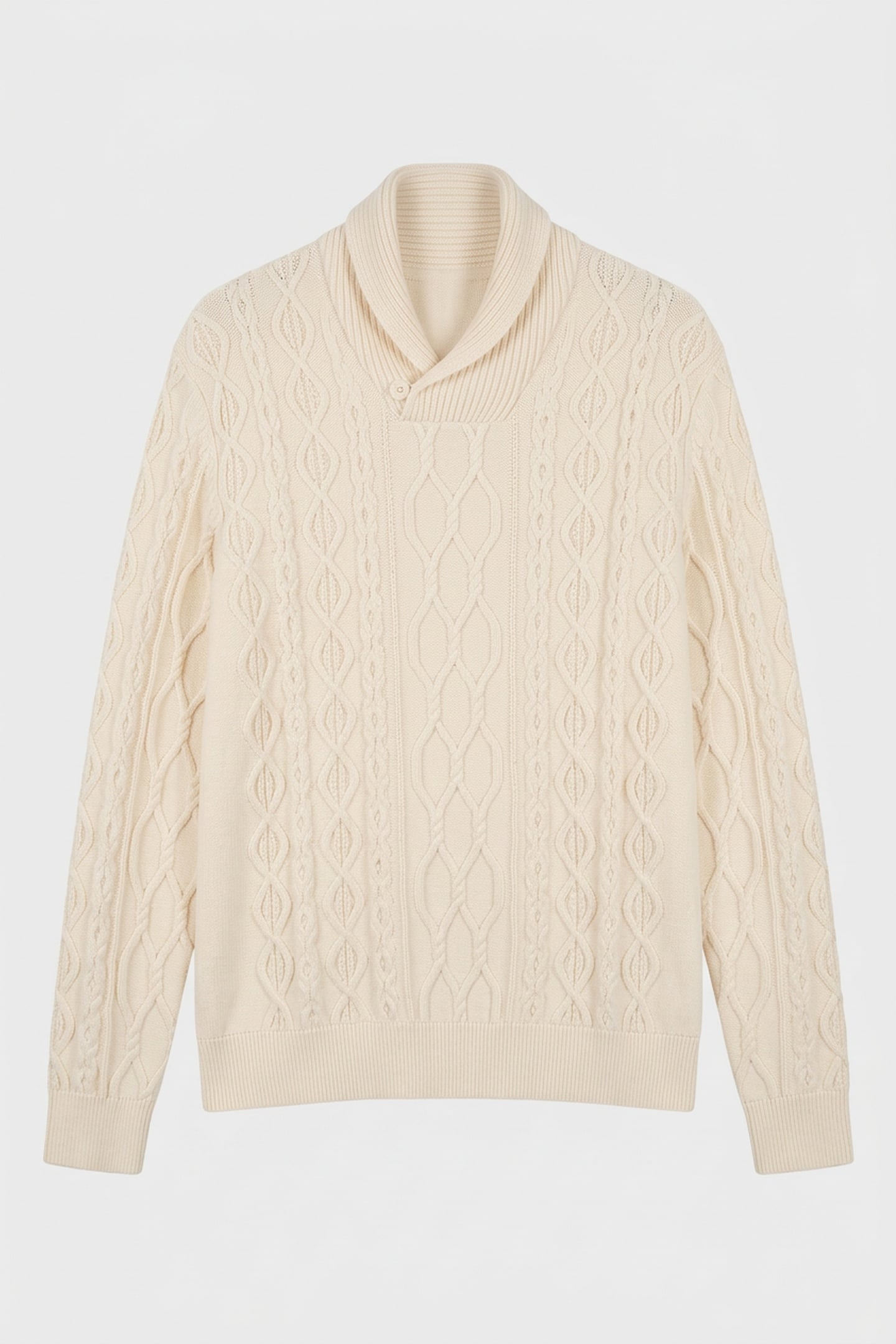 CABLE SHAWL COLLAR CREAM 3