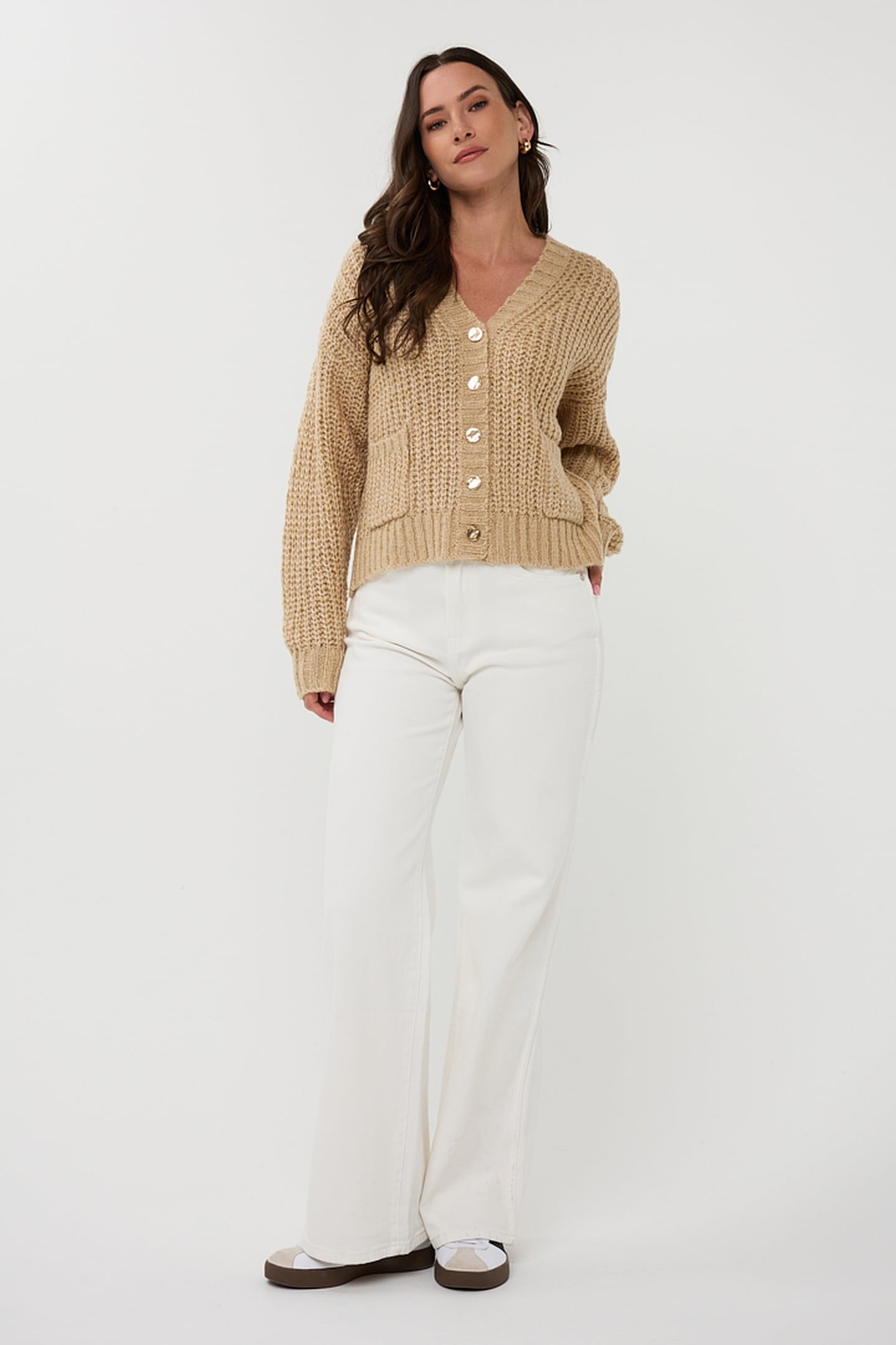 CARDIGAN OVERSIZE LUREX LIGHT SAND 2