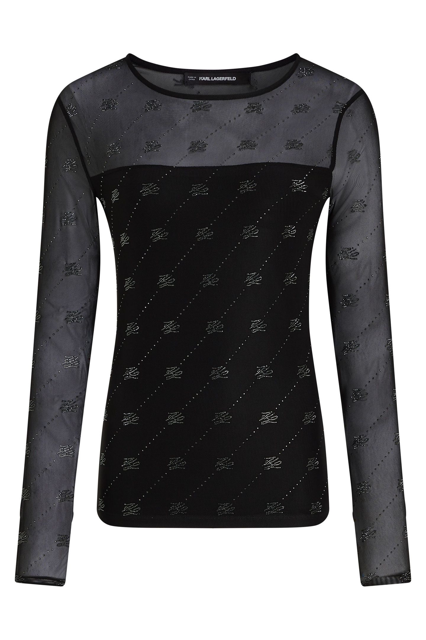 MESH RHINESTONE LSLV TOP BLACK 4