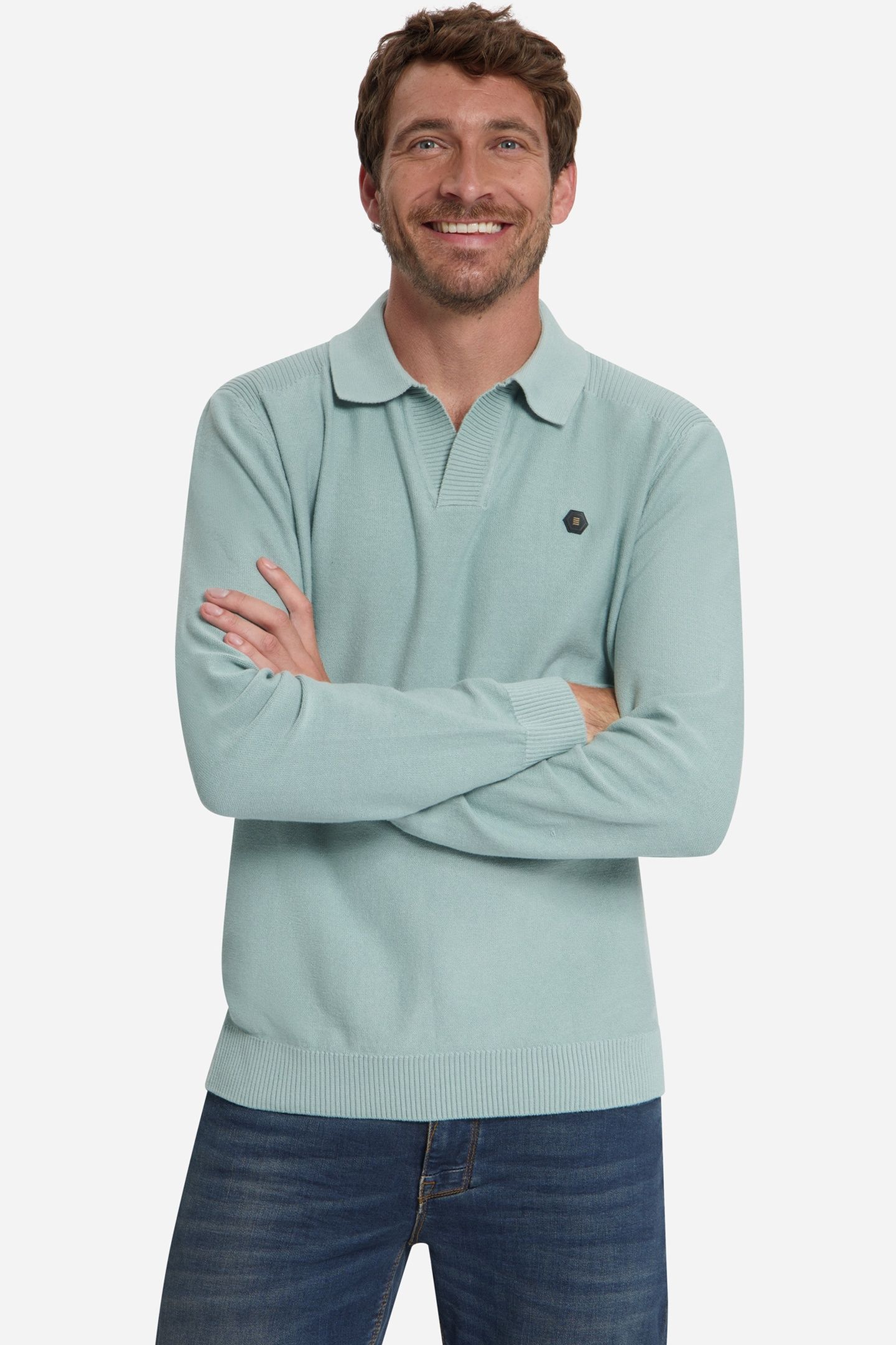 PULLOVER V-COLLAR SHOULDER DETAIL DUSTY BLUE 3