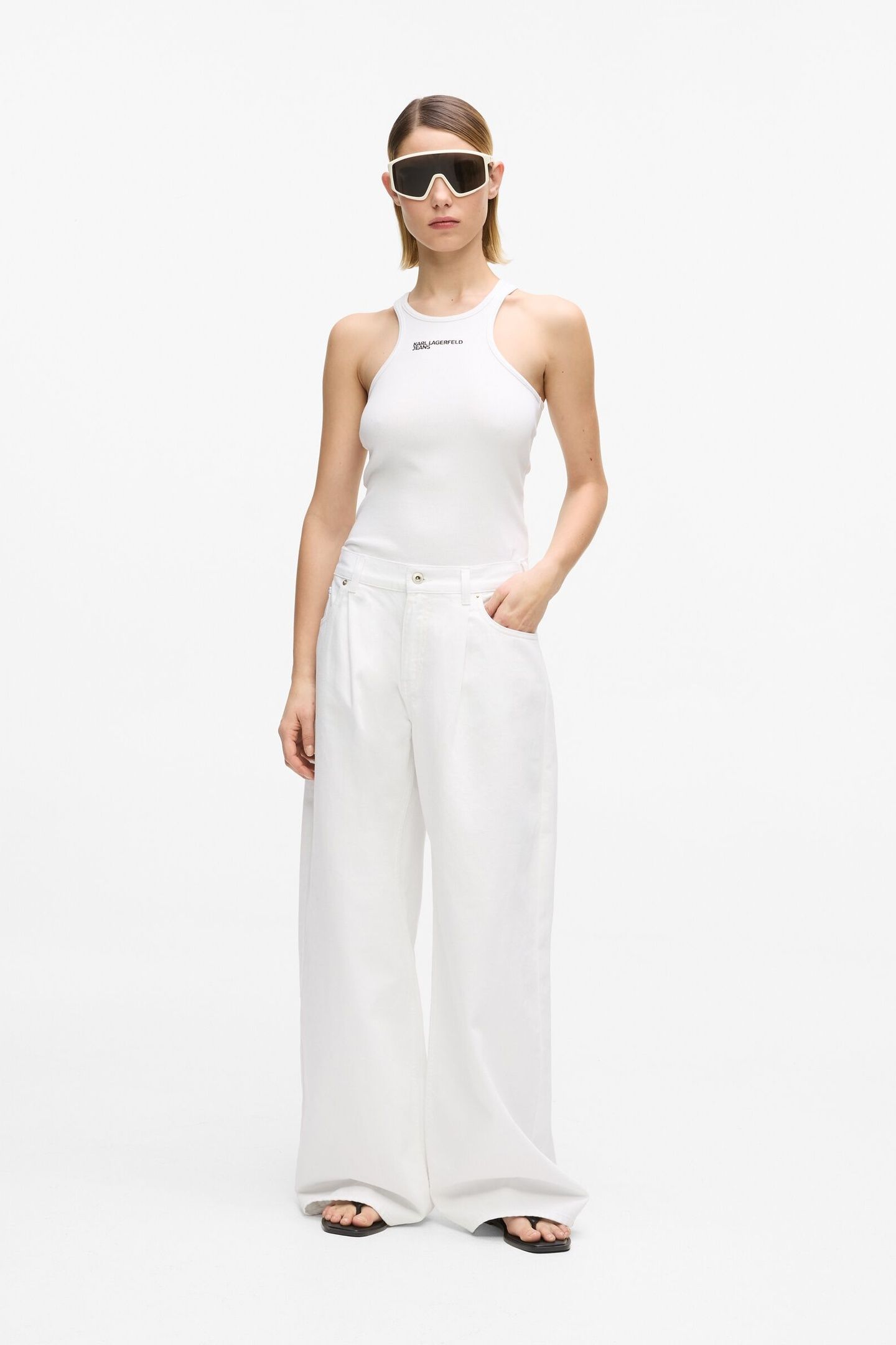 KLJ RIBBED LOGO TANK WHITE 1