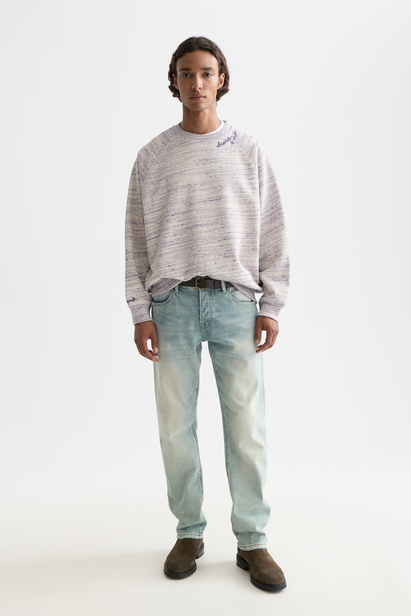 SPACE YARN EMBROIDERED LOOSE-FIT SWEATSHIRT DARK PURPLE 3
