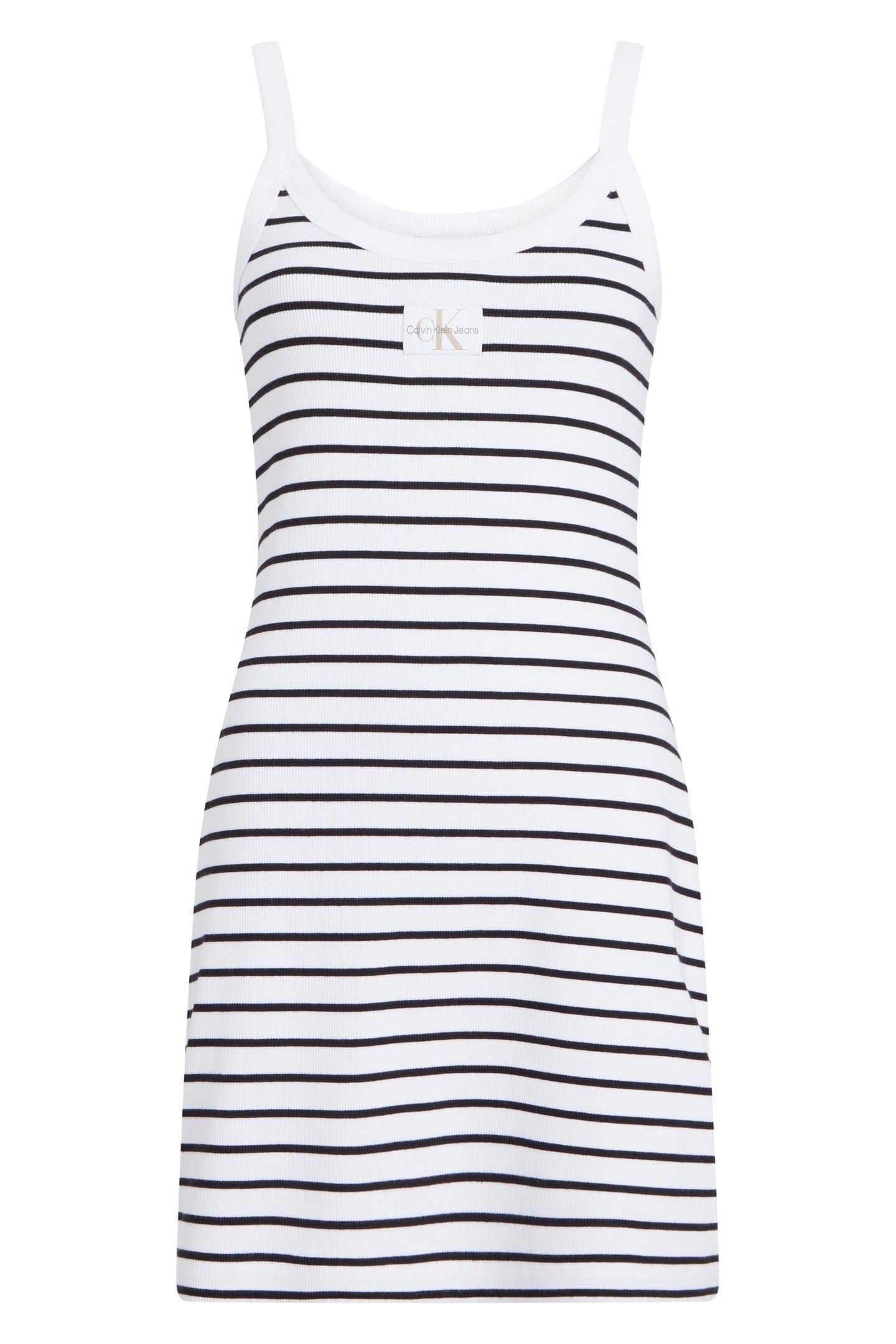 WOVEN LABEL RIB TANK BLACK/BRIGHT WHITE STRIPED 1