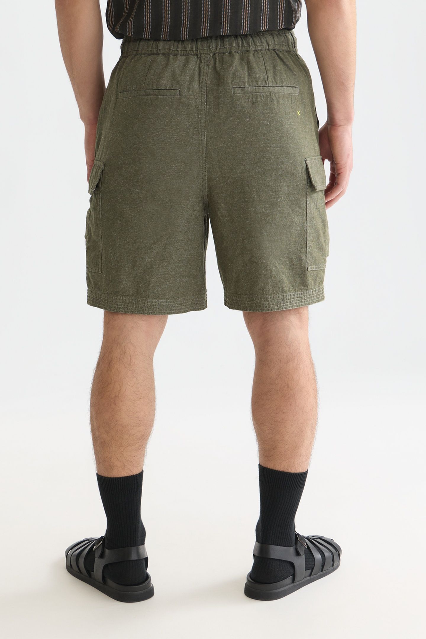 LINENBLEND RELAXEDFIT CARGO BERMUDA SHORTS DARK GREEN 2