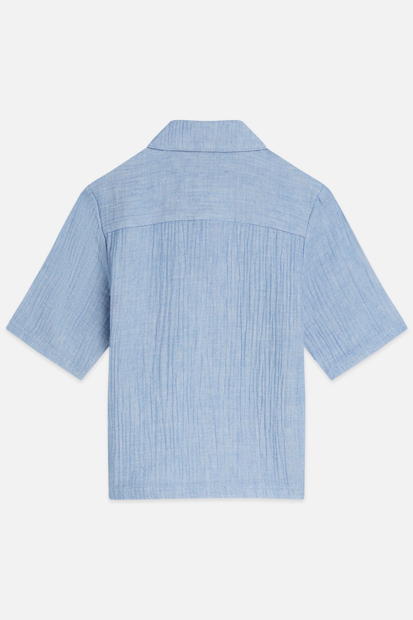 BOYS COTTON CHAMBRAY SHORTSLEEVE SHIRT NAVY 2