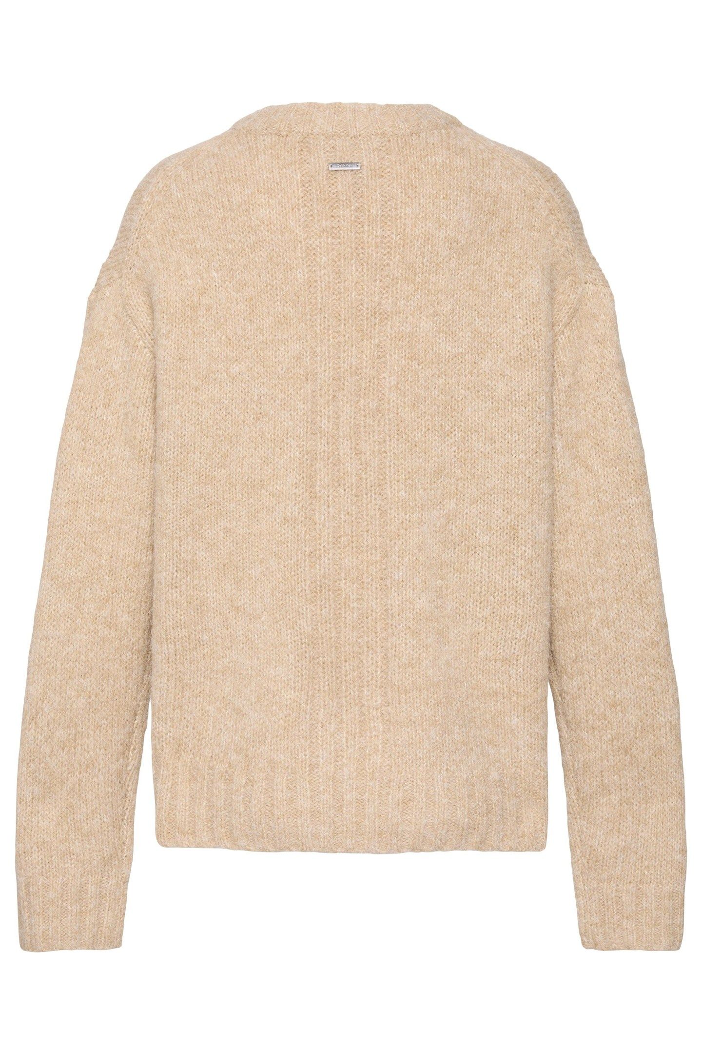 BRUSHED WOOL BLEND PULLOVER LIGHT BEIGE HEATHER 2
