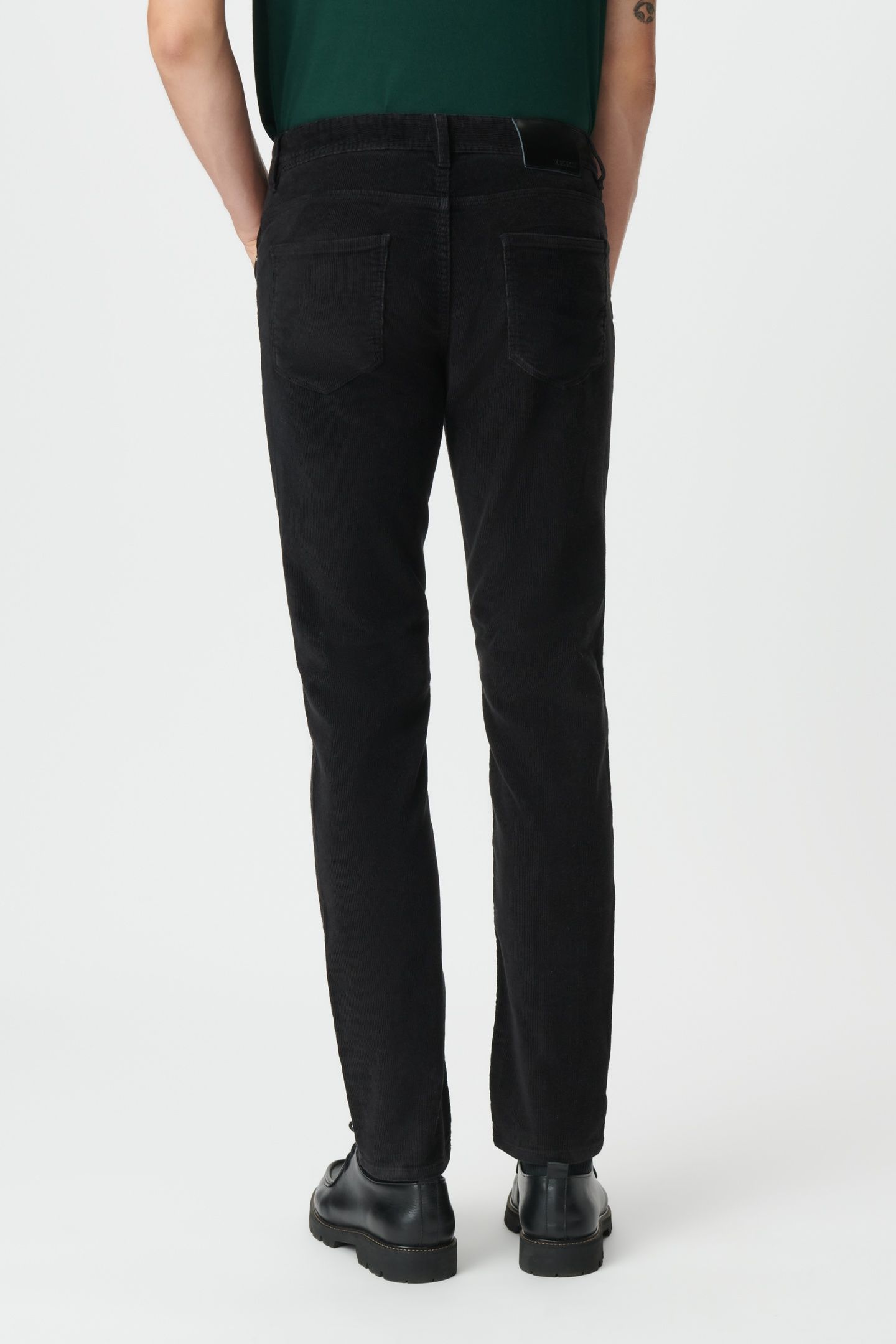 BLACK NEEDLECORD SLIM TROUSERS 2