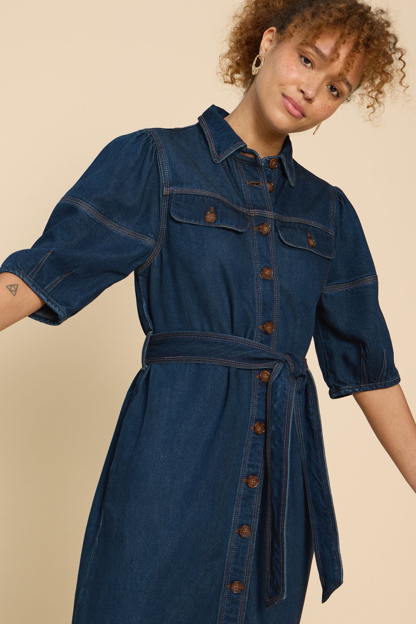 KERRY DENIM MIDI DRESS DK DENIM 1