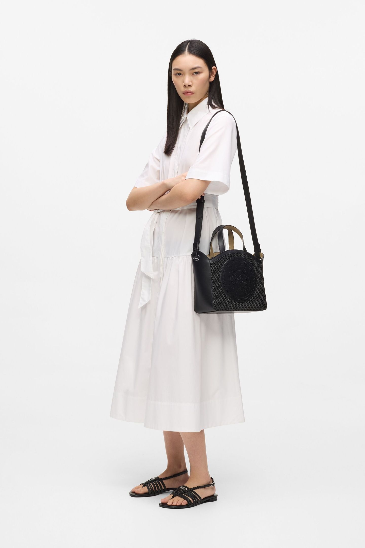 K/CIRCLE SM TOTE RAFFIA MESH BLACK 1