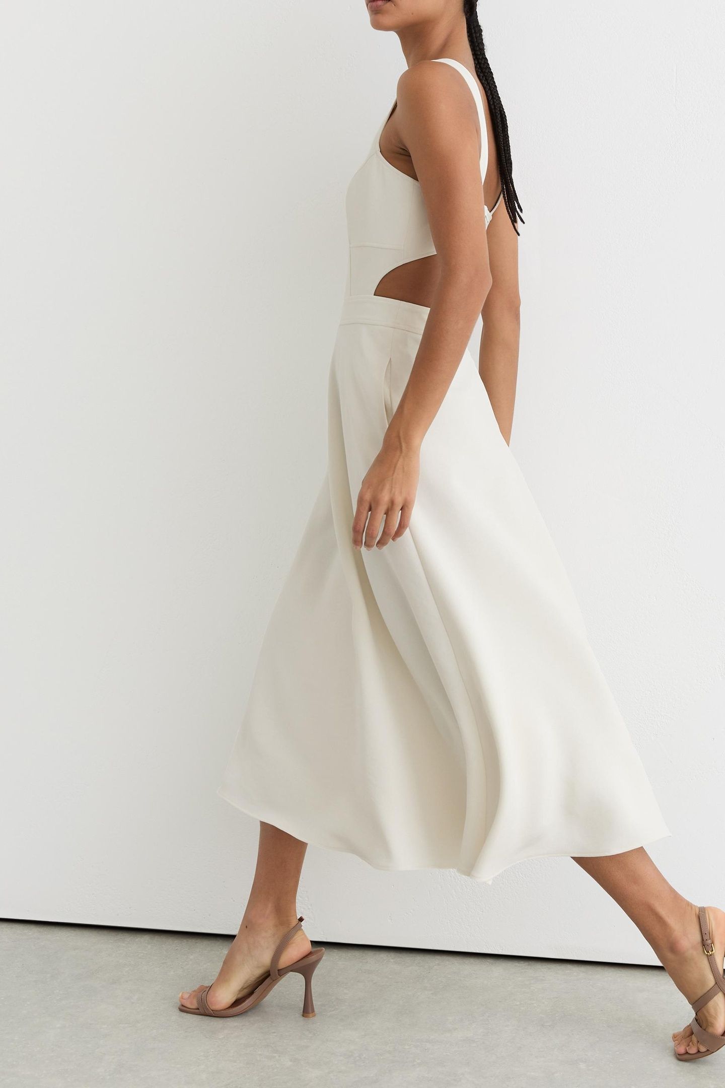 WAISTED MIDI DRESS IVORY 4