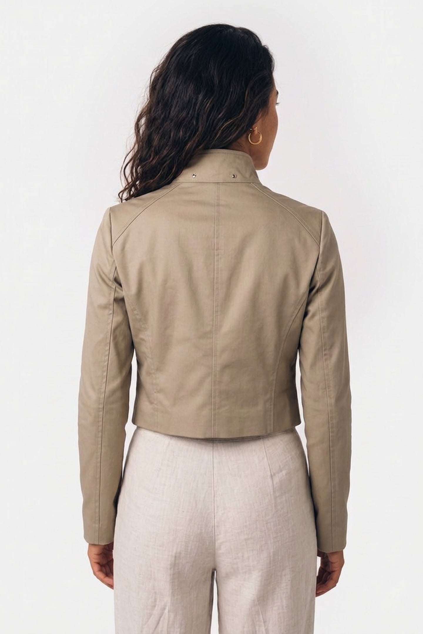 COTTON TWILL WRAP JACKET CAMEL 2