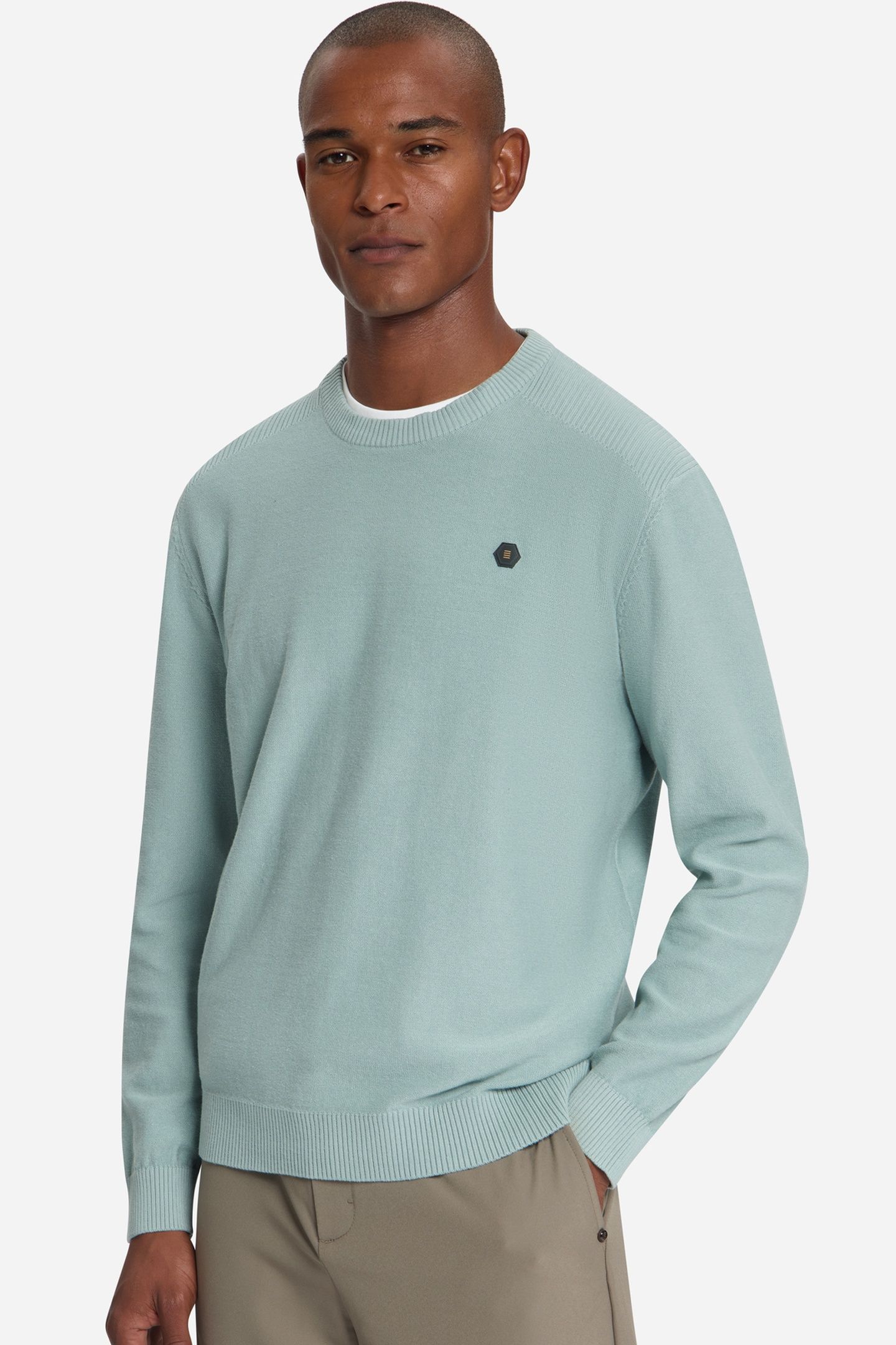PULLOVER CREWNECK SHOULDER DETAIL DUSTY BLUE 6