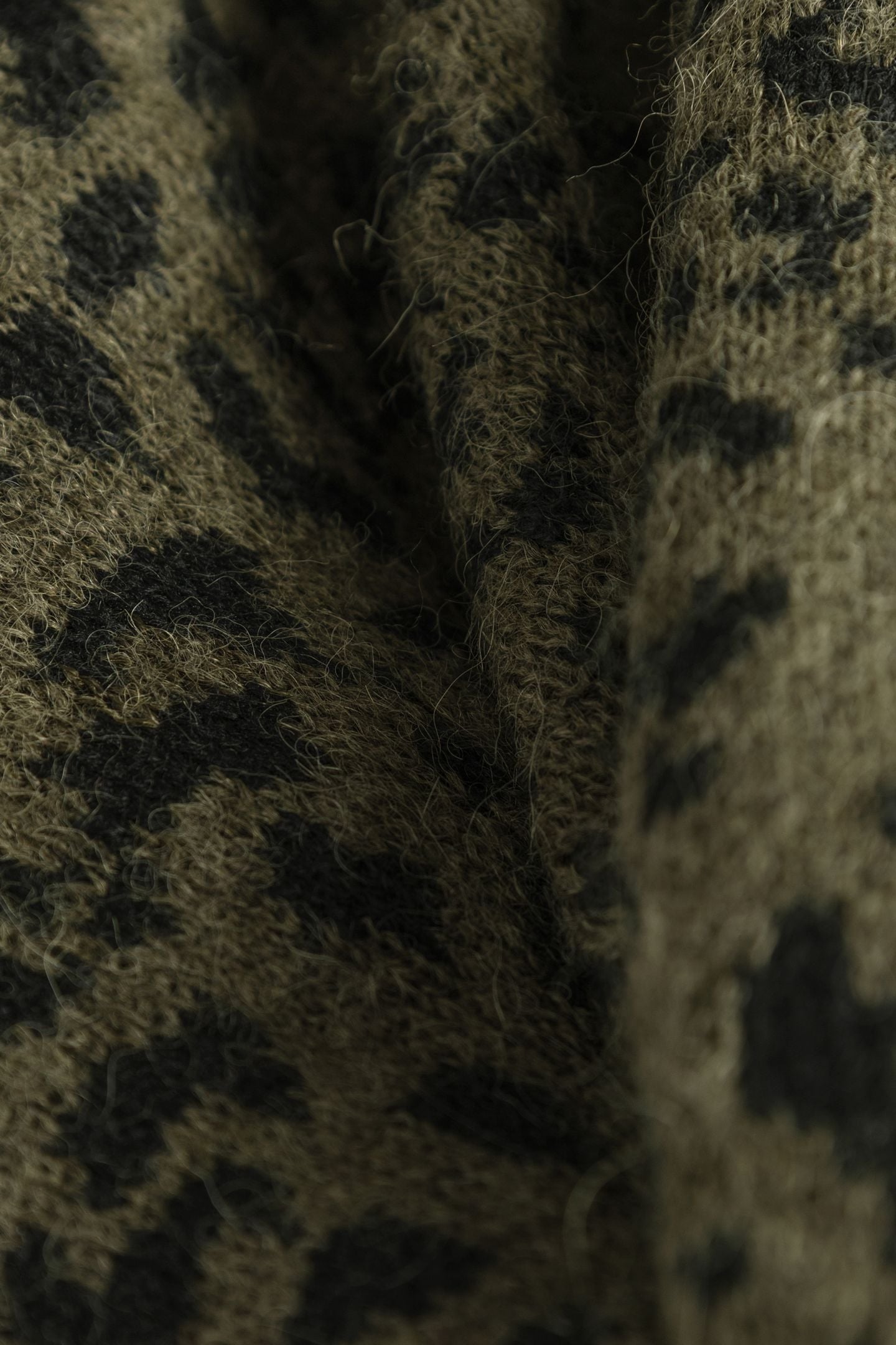 KHAKI KNIT SWEATER WITH LEOPARD JACQUARD MOTIF 6