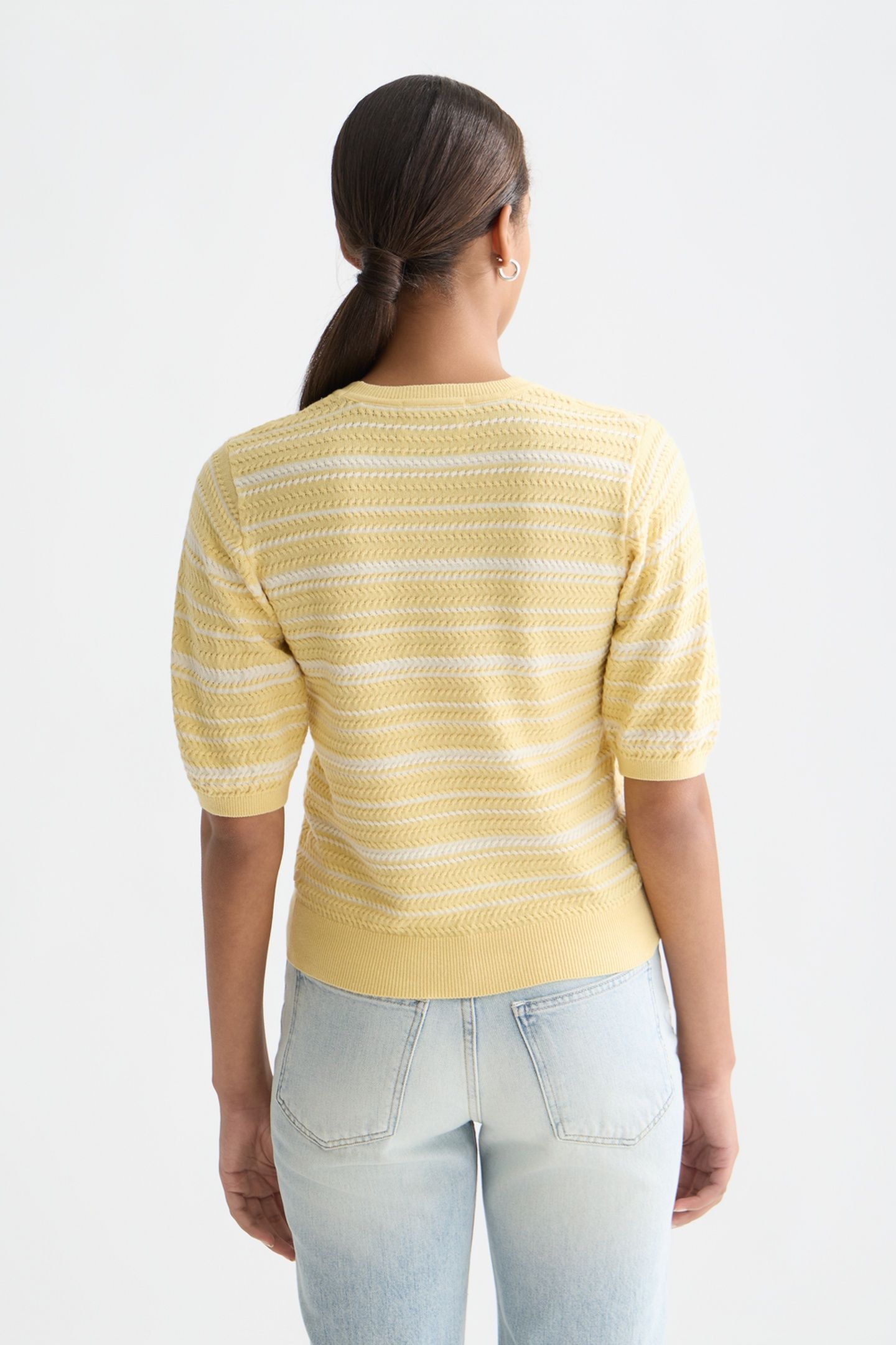 TEXTURED STRIPE KNITTED TEE PARSNIP STRIPE 2