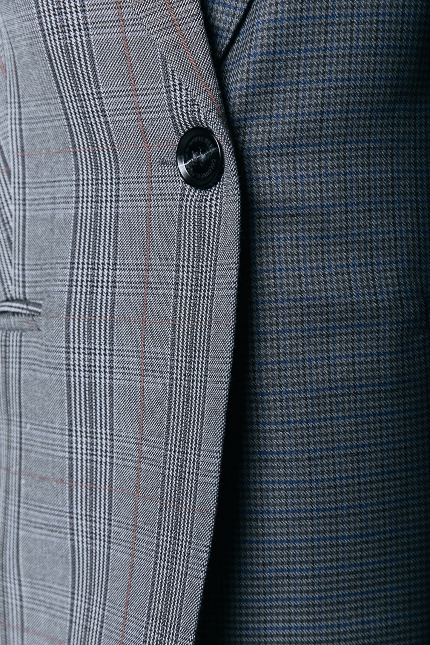 MIMMI CHECK TWO TONE SINGLE BREASTED BLAZER GREY/BLUE 6