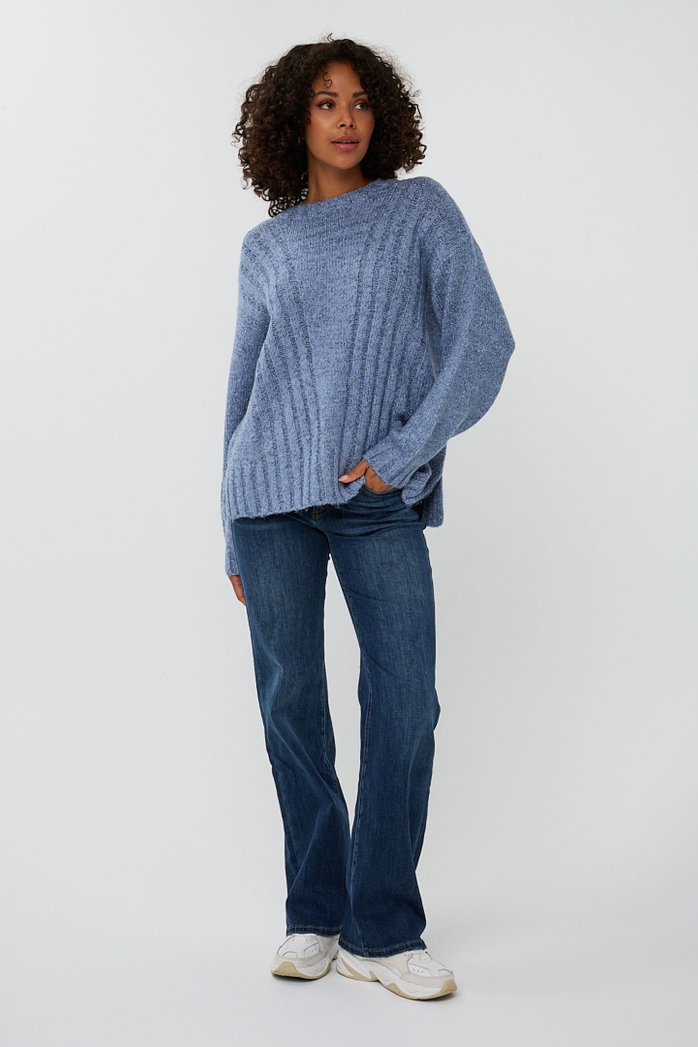 SWEATER V-NECK LUREX BLUE 2