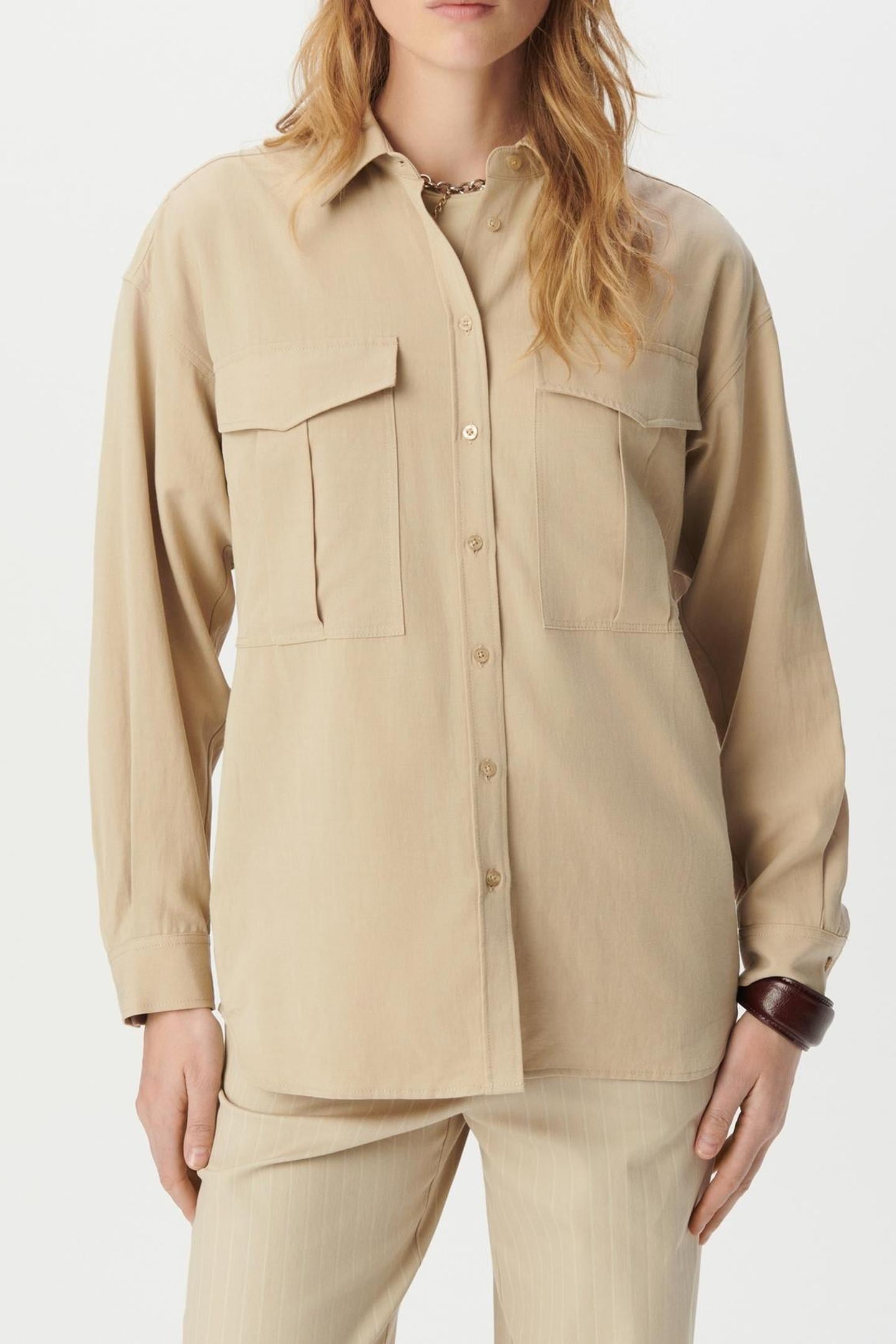BEIGE OVERSIZED SHIRT WITH XL POCKETS 1