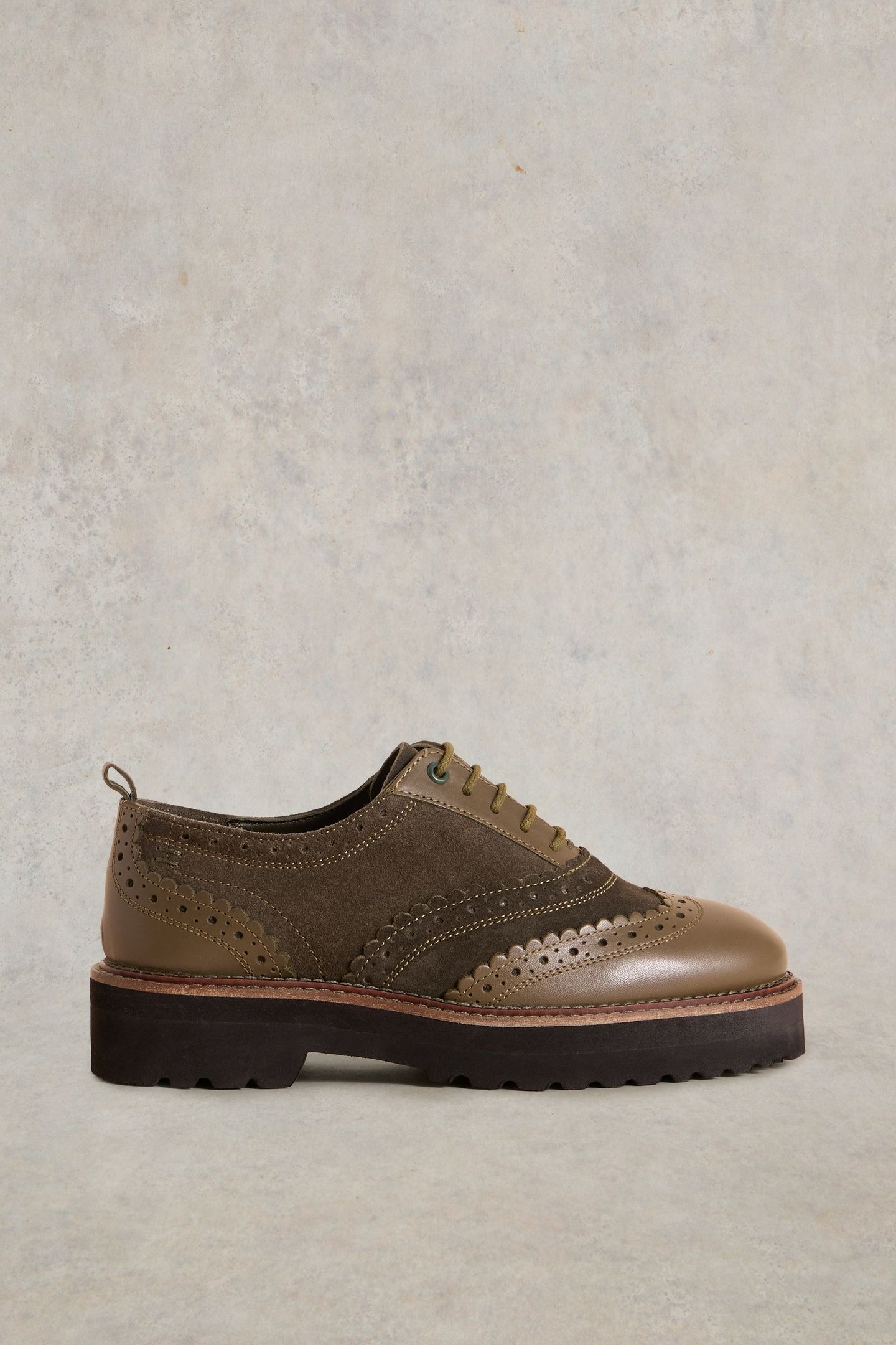CHUNKY LACE UP BROGUE KHAKI GRN 1