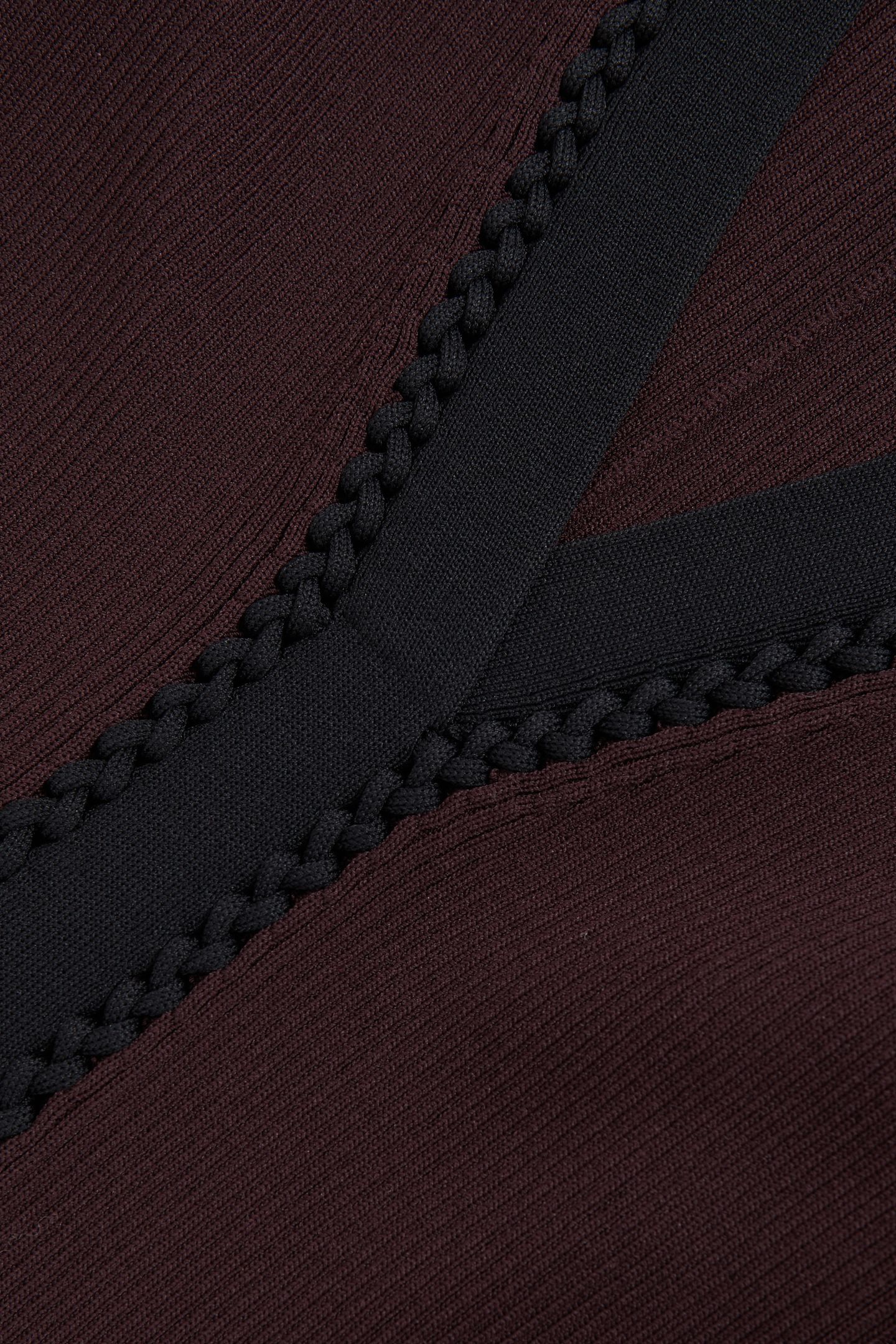 CRAFT DETAIL KNITTED MINI DRESS BURGUNDY/BLACK 5