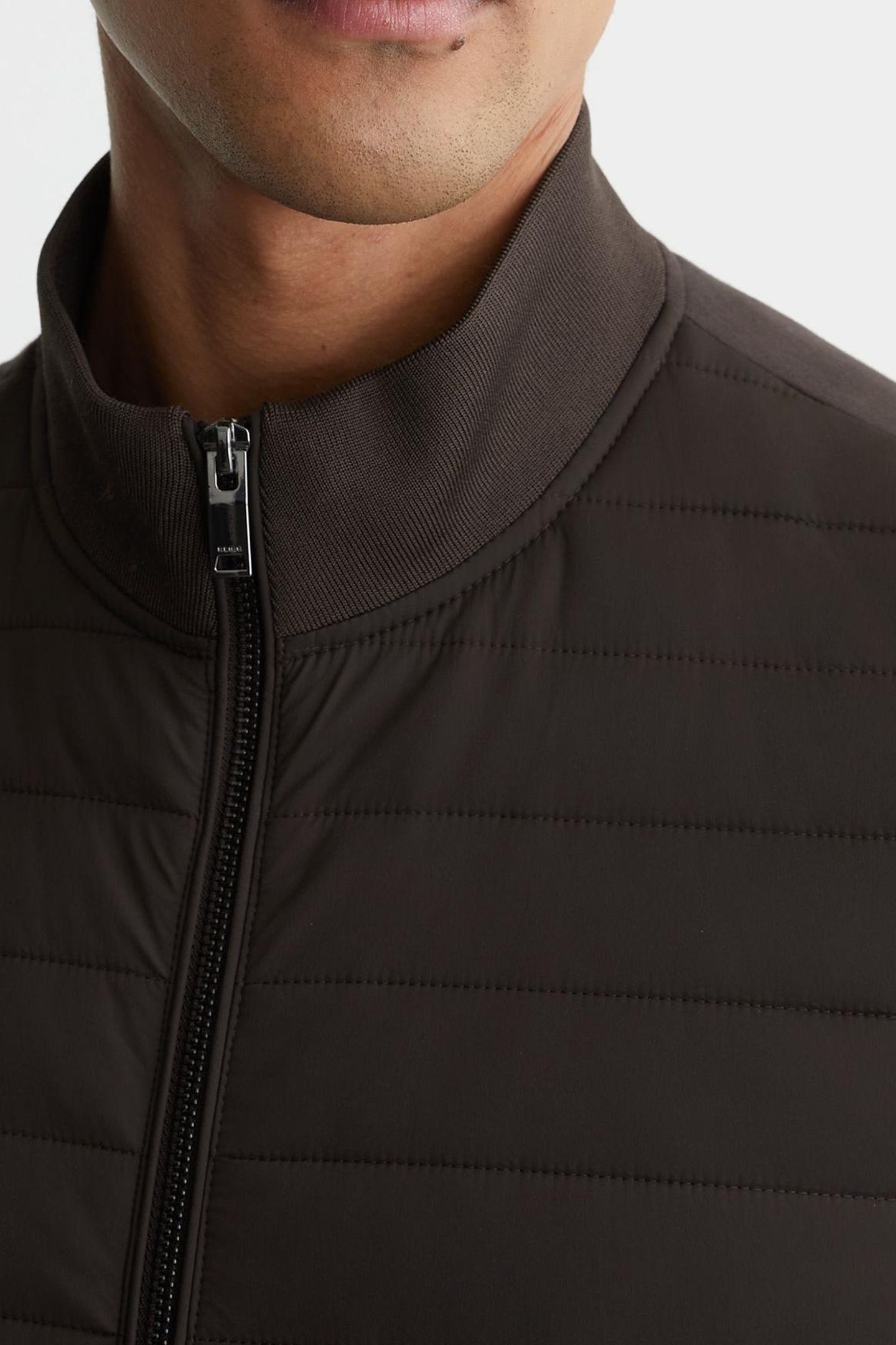 LS QUILTED HYBRID JACKET CHOCOLATE BROWN 5