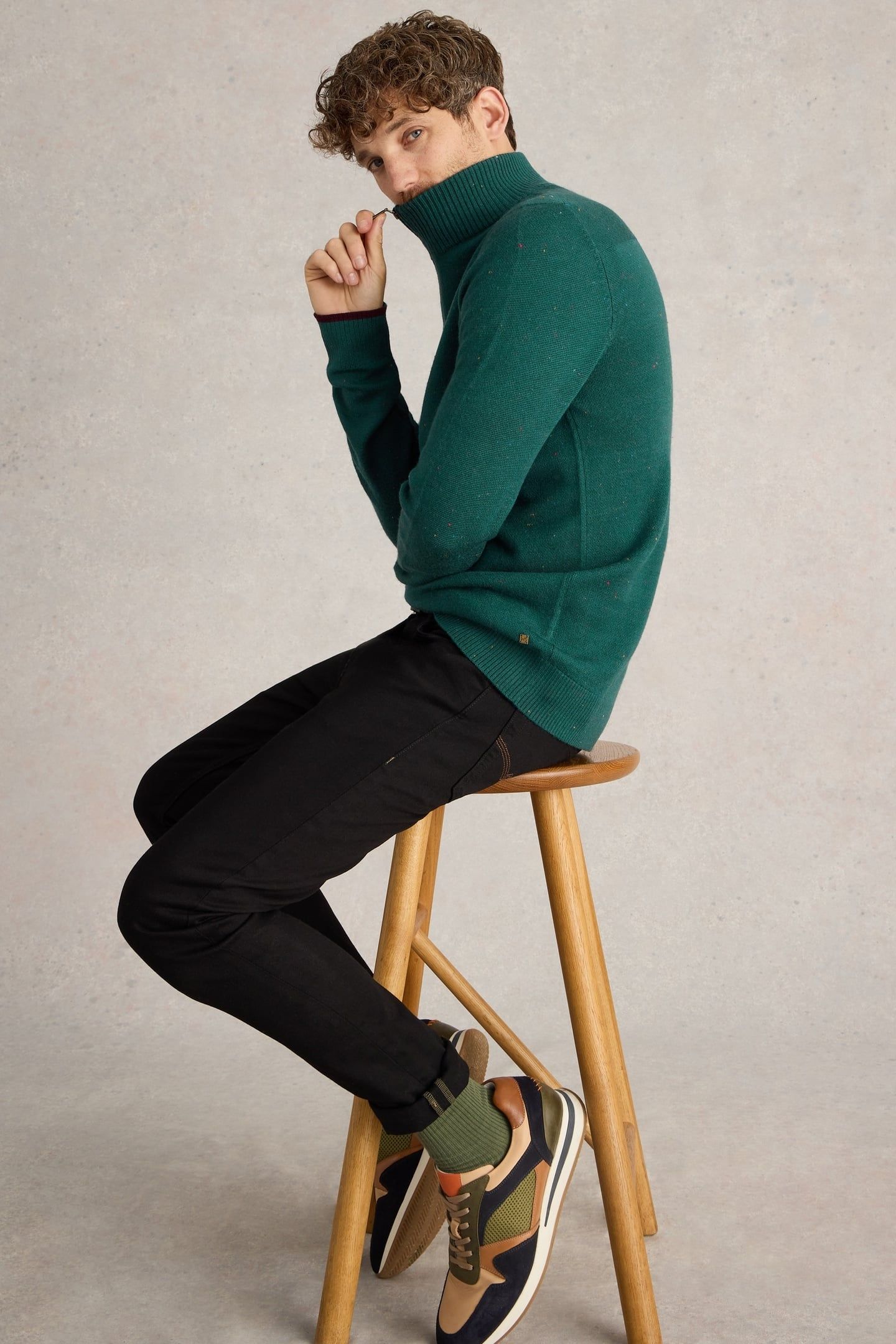 MERINO FUNNEL NECK NEP GREEN MLT 5