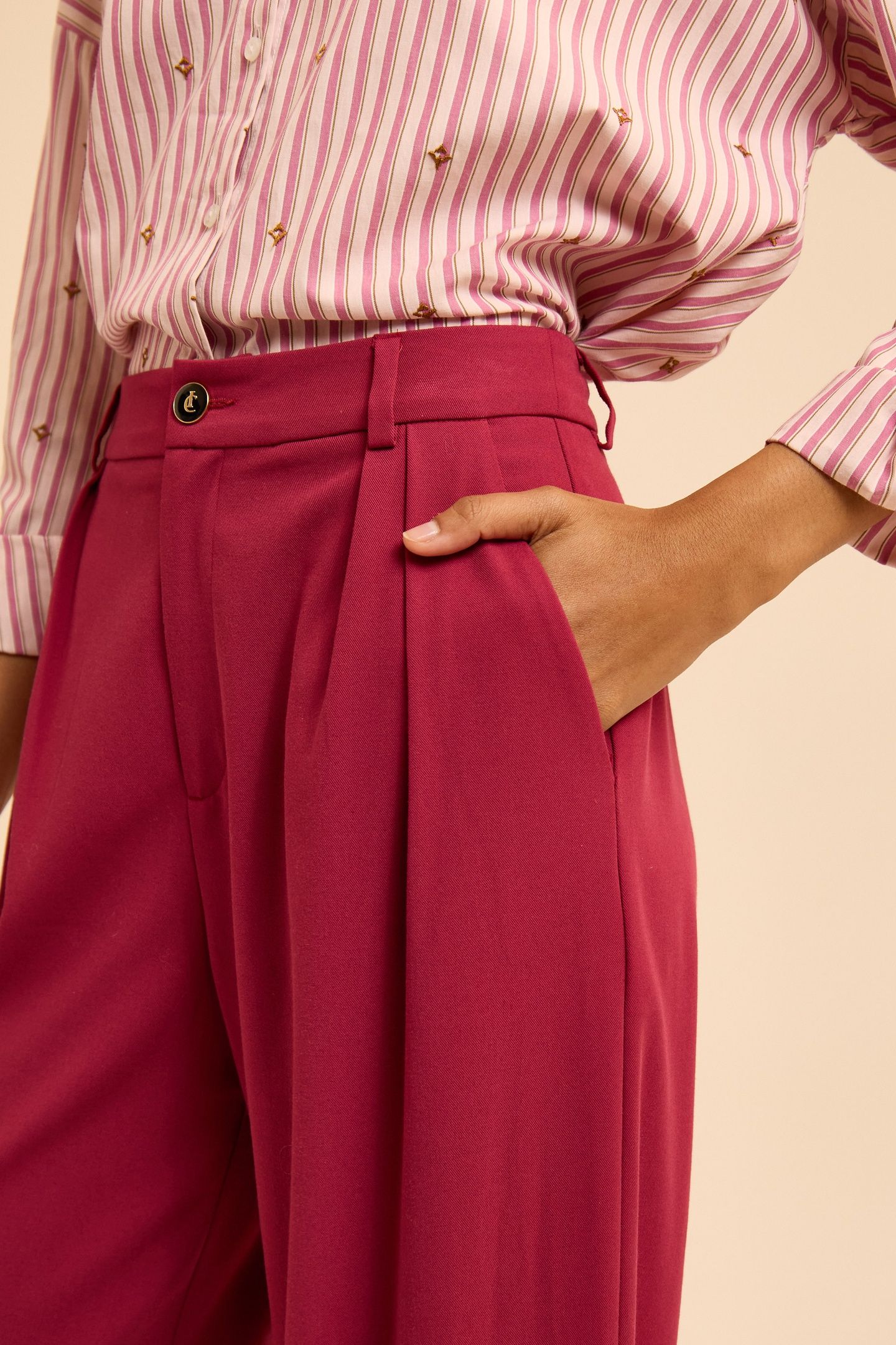 PINK WIDE-LEG SUIT TROUSERS 5