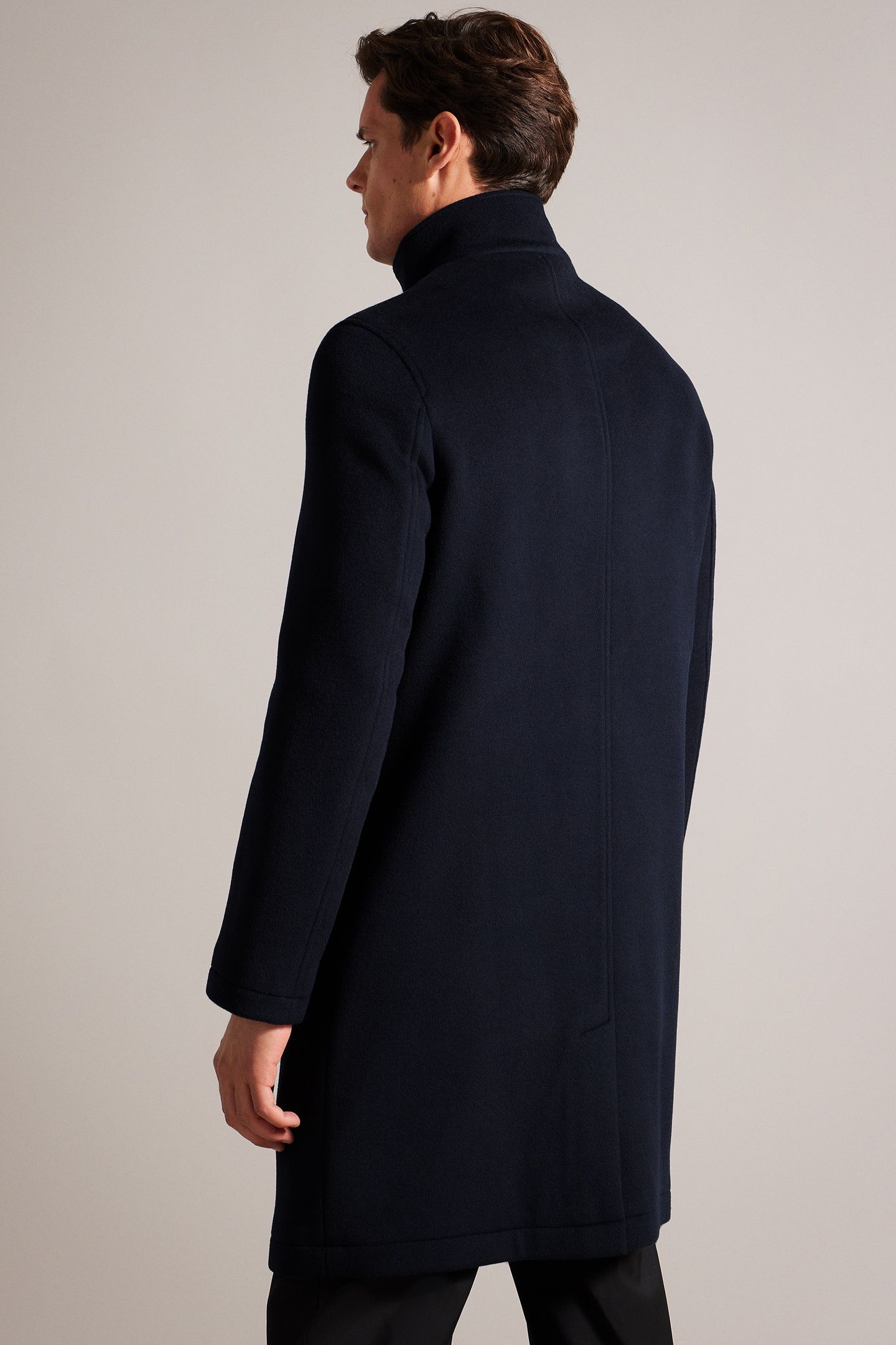 EDERSON WOOL BLEND FUNNEL NECK COAT NAVY 2