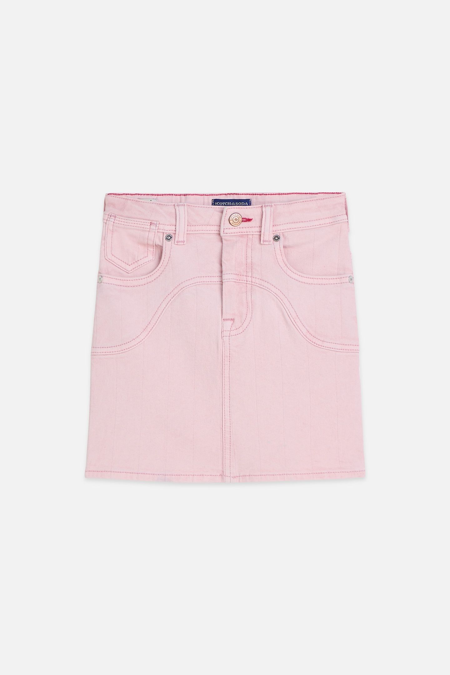 GIRLS DENIM MINI SKIRT DARK PINK 1