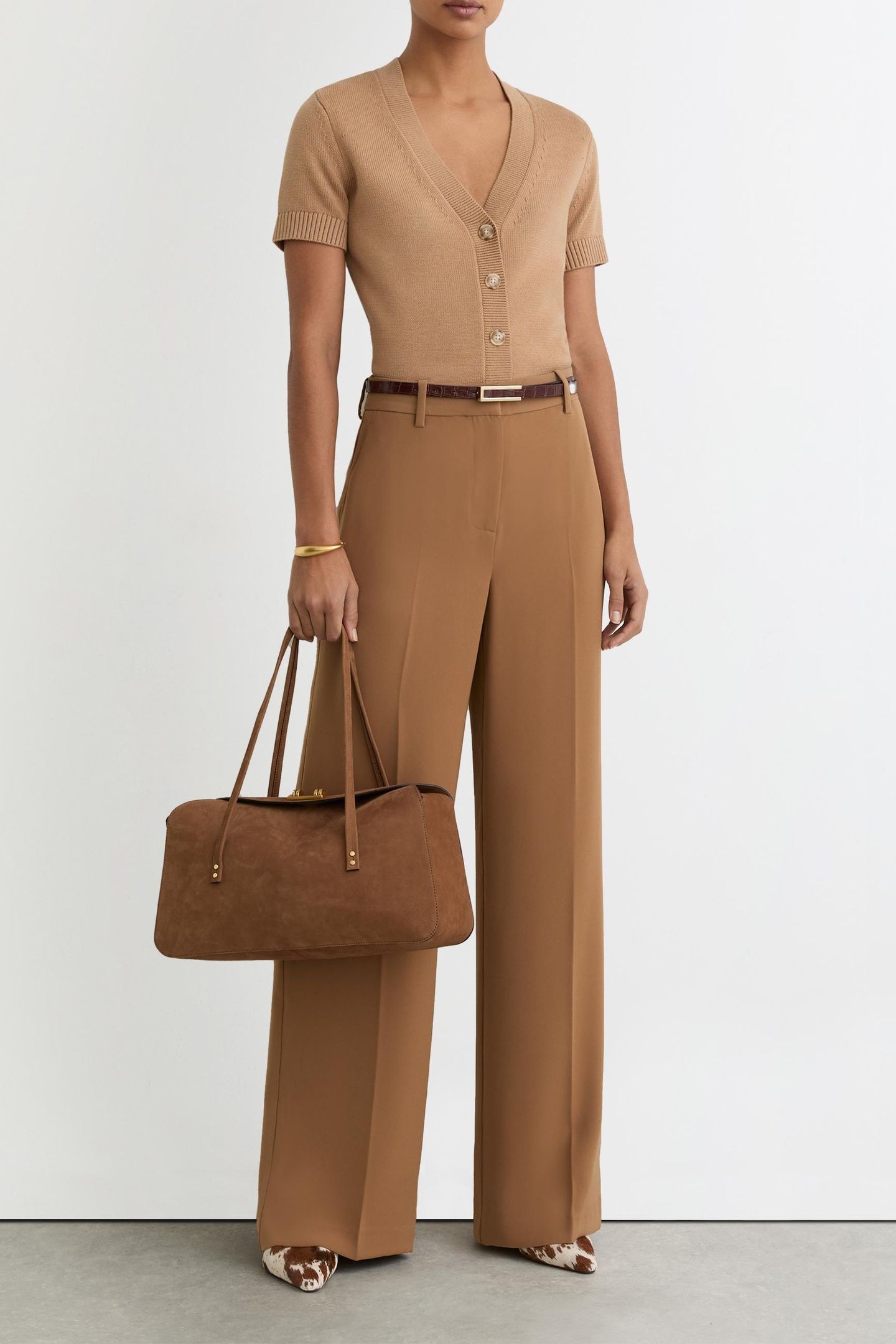 V NECK CARDIGAN CAMEL 3