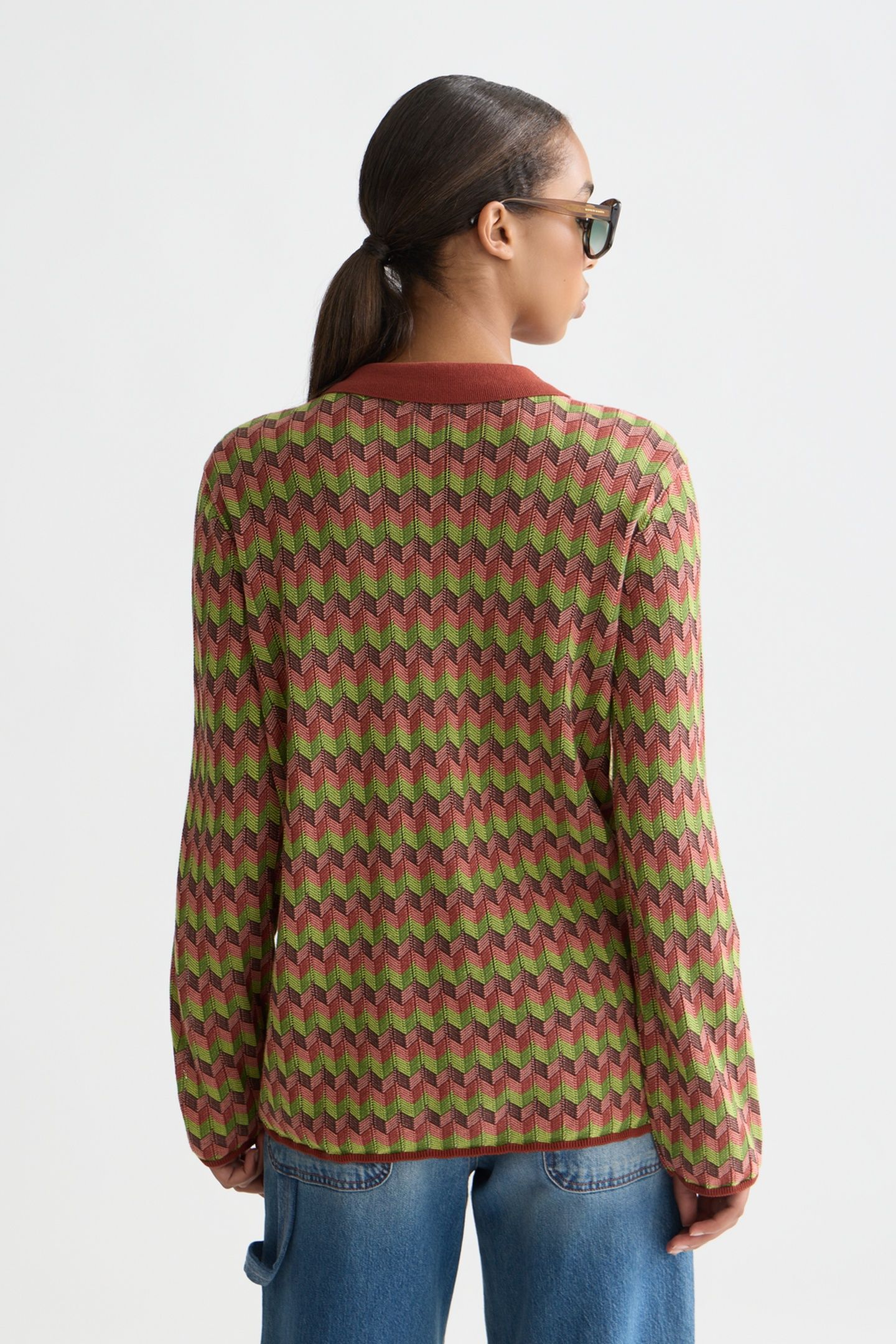 JACQUARD KNITTED JACKET BURNT HENNA 2