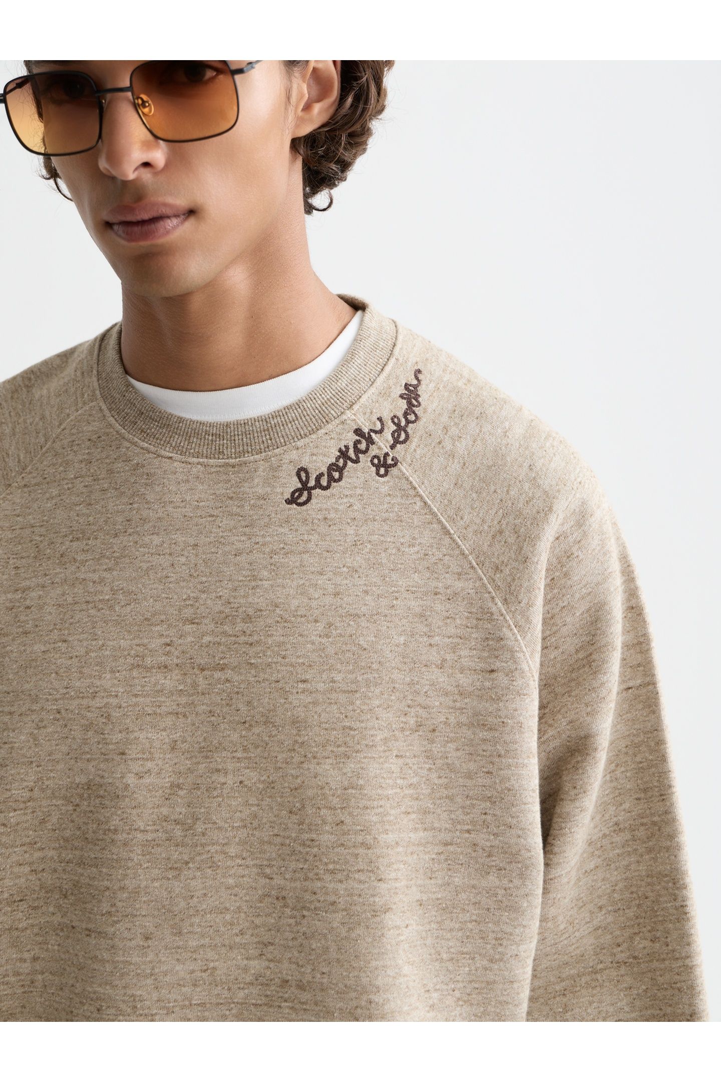 SPACE YARN EMBROIDERED LOOSE-FIT SWEATSHIRT MEDIUM BROWN 6