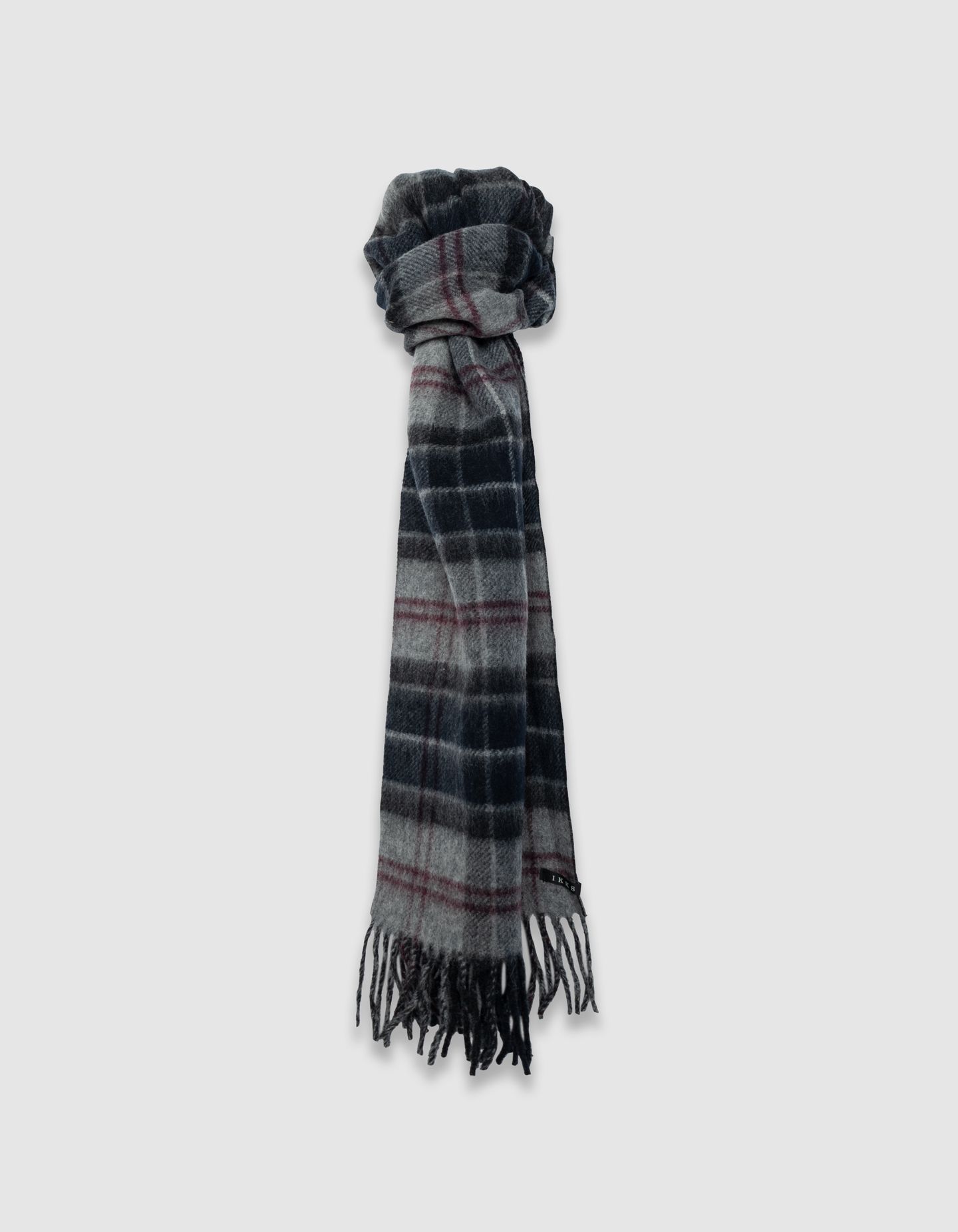 GREY AND BLACK CHECK DOUBLE-SIDED SCARF 1