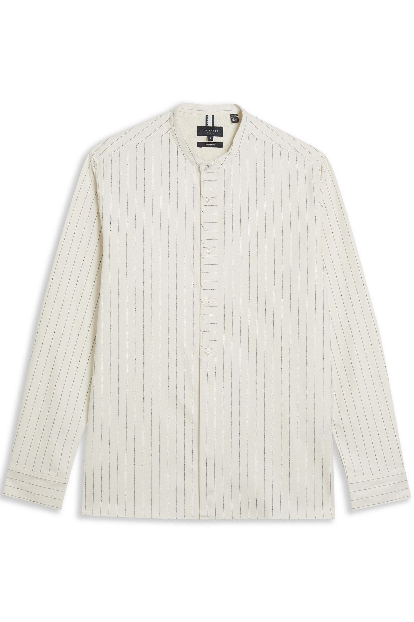 BASTIUN LS RELAXED GRANDAD COLLAR SHIRT ECRU 3