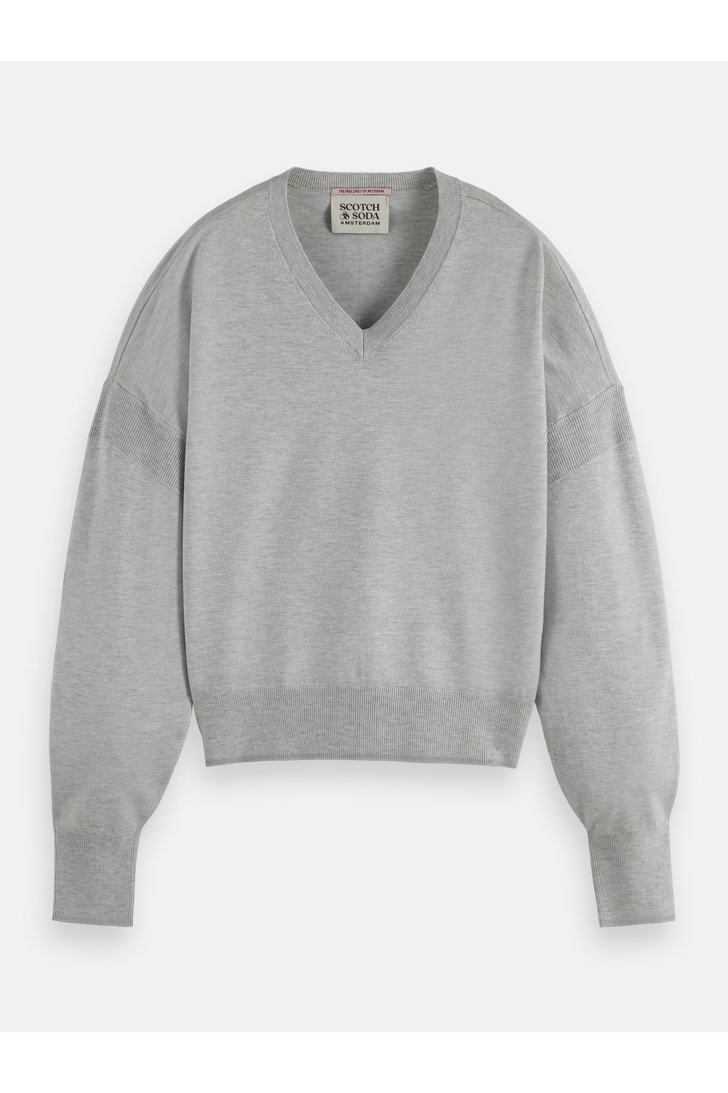 CORE V-NECK RELAXED PULLOVER LIGHT PASTEL GREY 4