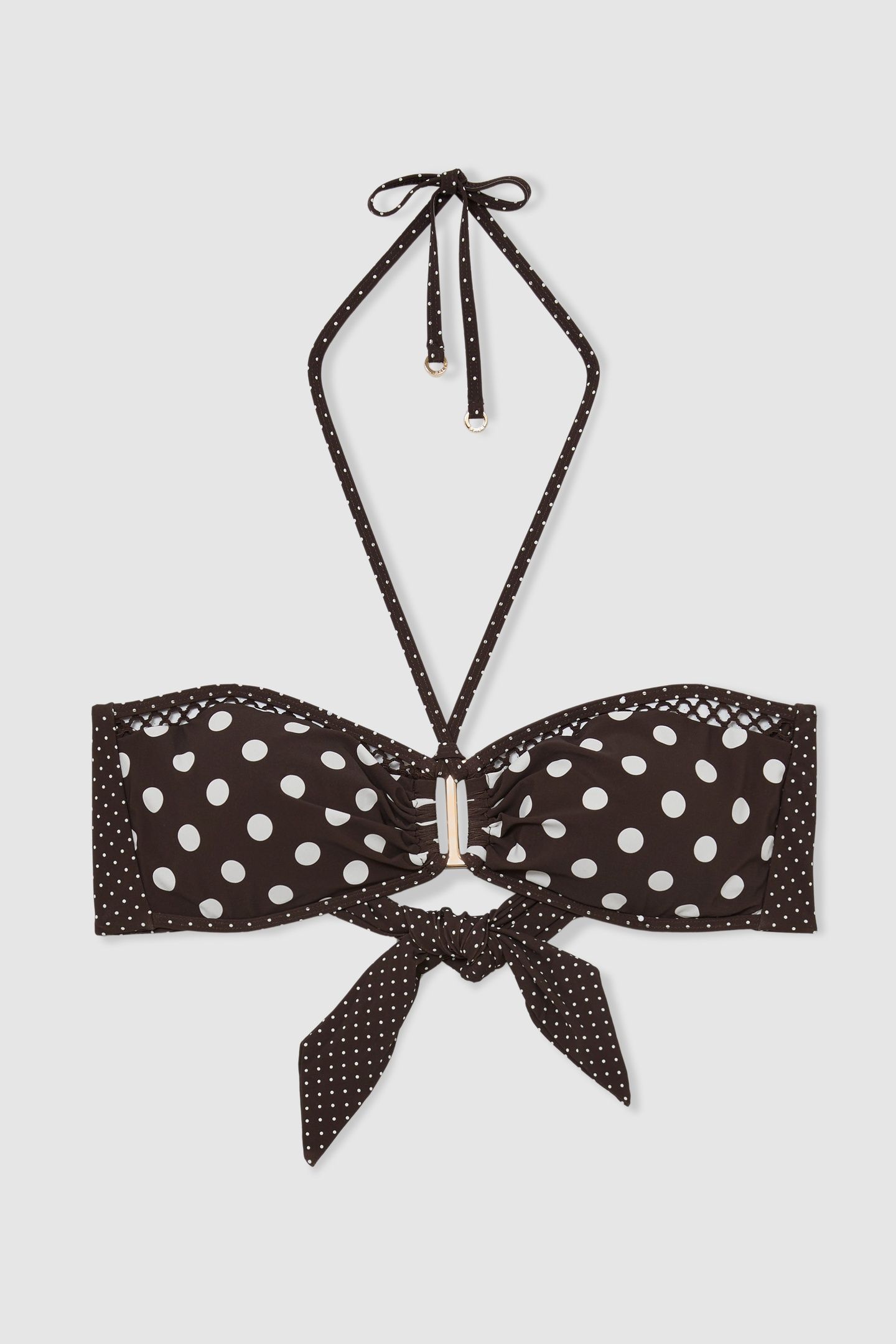 POLKA DOT PRINT BIKINI TOP CHOCOLATE BROWN/IVORY 4