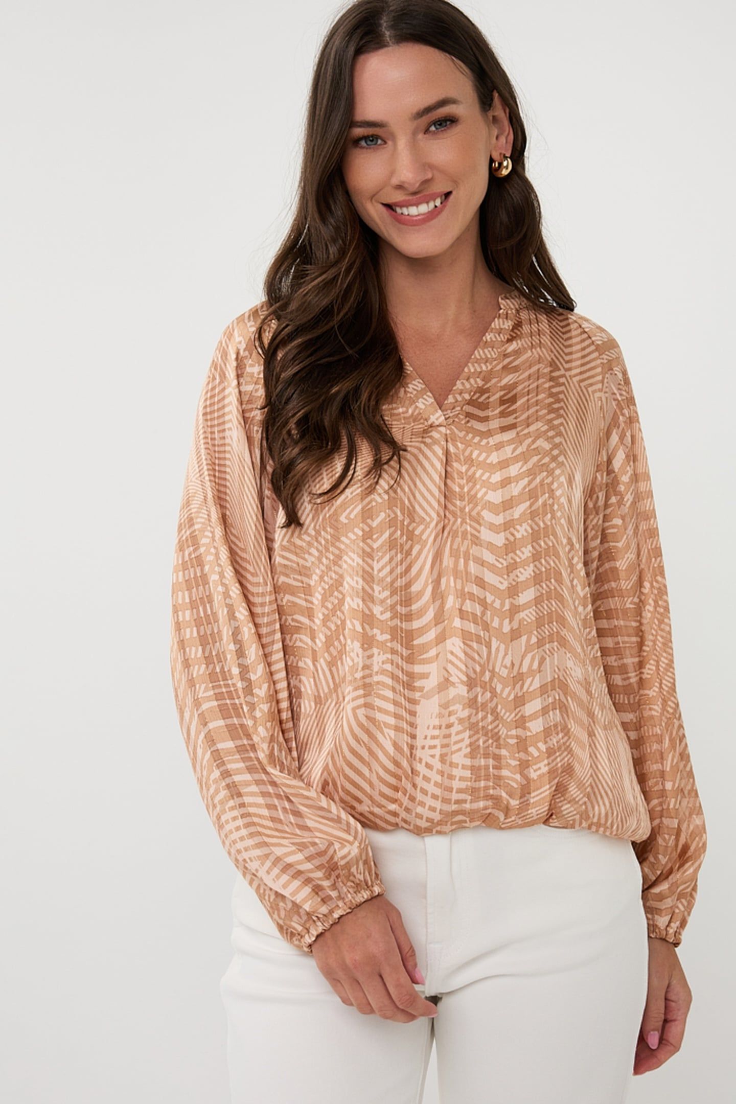 BLOUSE BALLOON SLVE PEACEFUL PRINT 1
