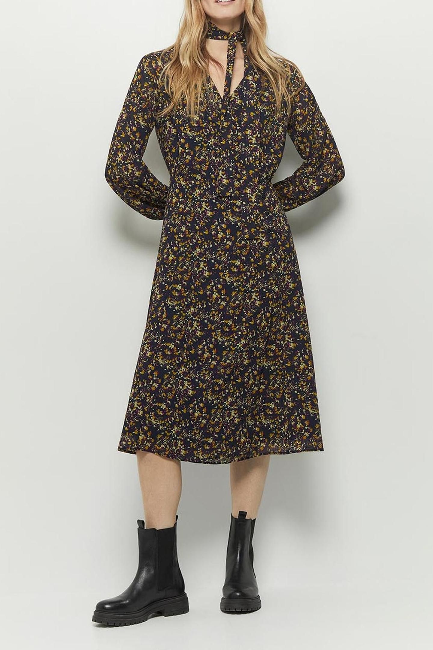 REASON _ NAVY MAXI DRESS WITH FLORAL PRINT IN RECYCLED POLYE 1