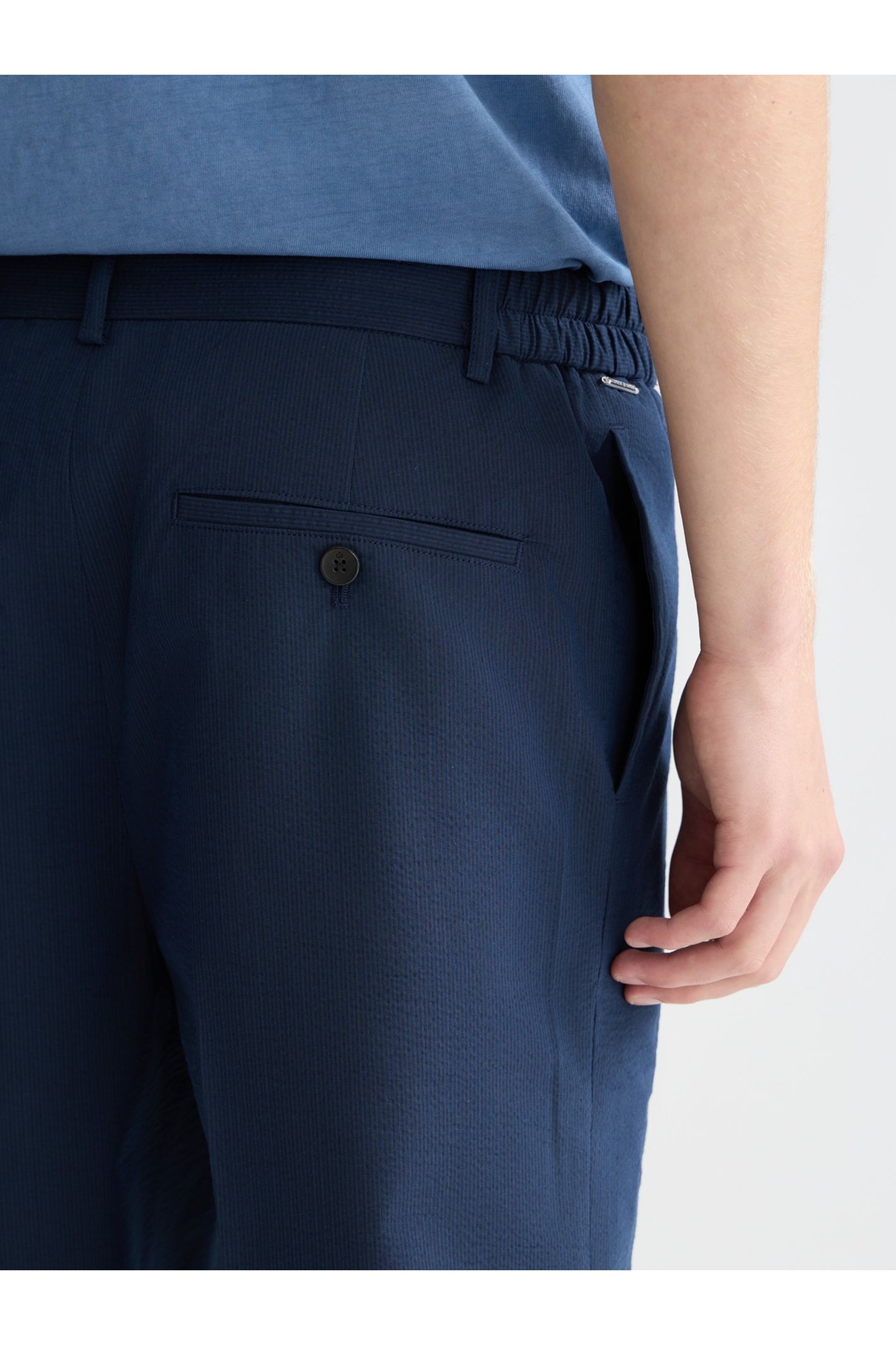 SEERSUCKER WIDEFIT BERMUDA SHORTS NAVY 6