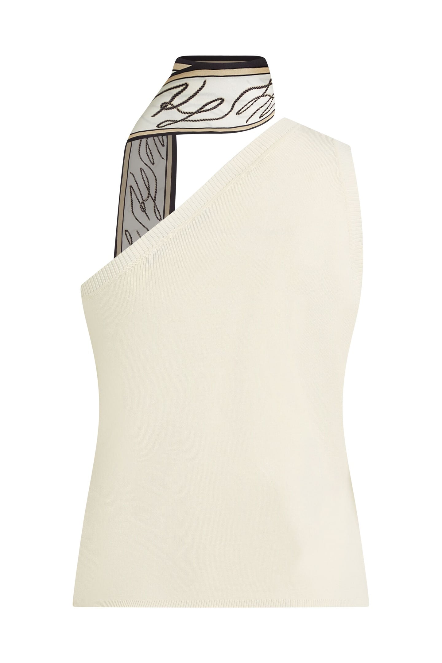 SCARF PRINT DETAIL KNIT TOP CANNOLI CREAM 5