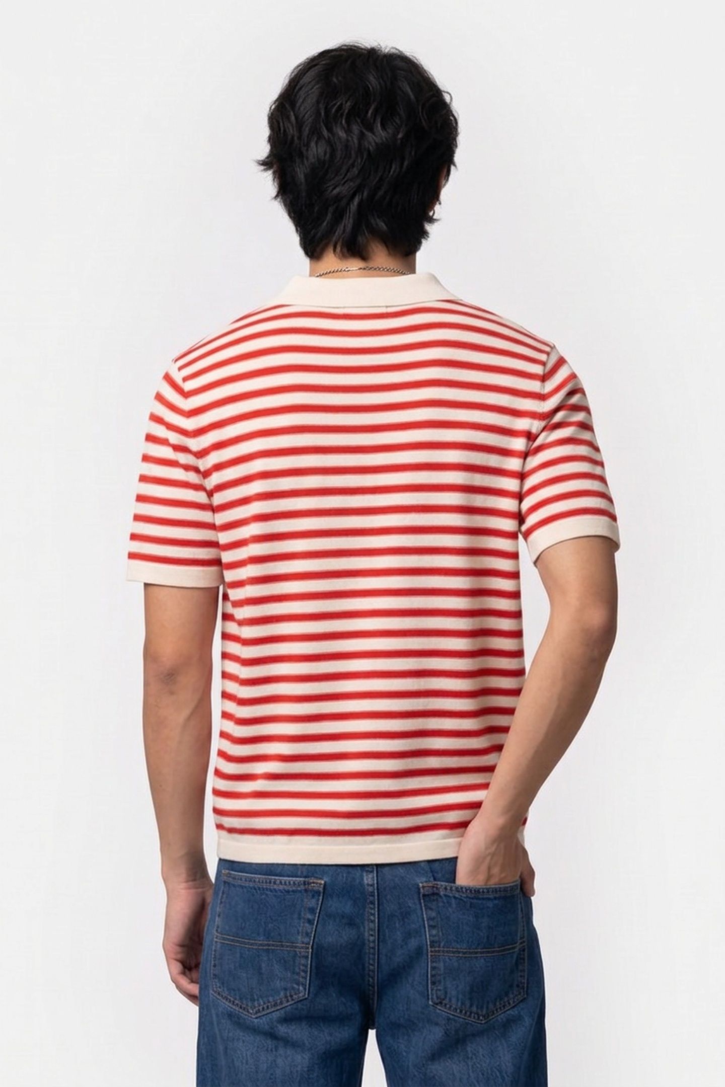 UNISEX POLO ECRU/RED 5
