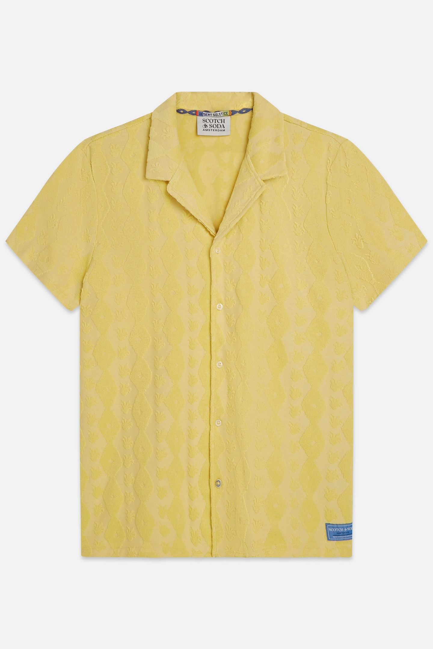 TERRY JACQUARD REGULAR-FIT SHORT-SLEEVED SHIRT MED YELLOW 1
